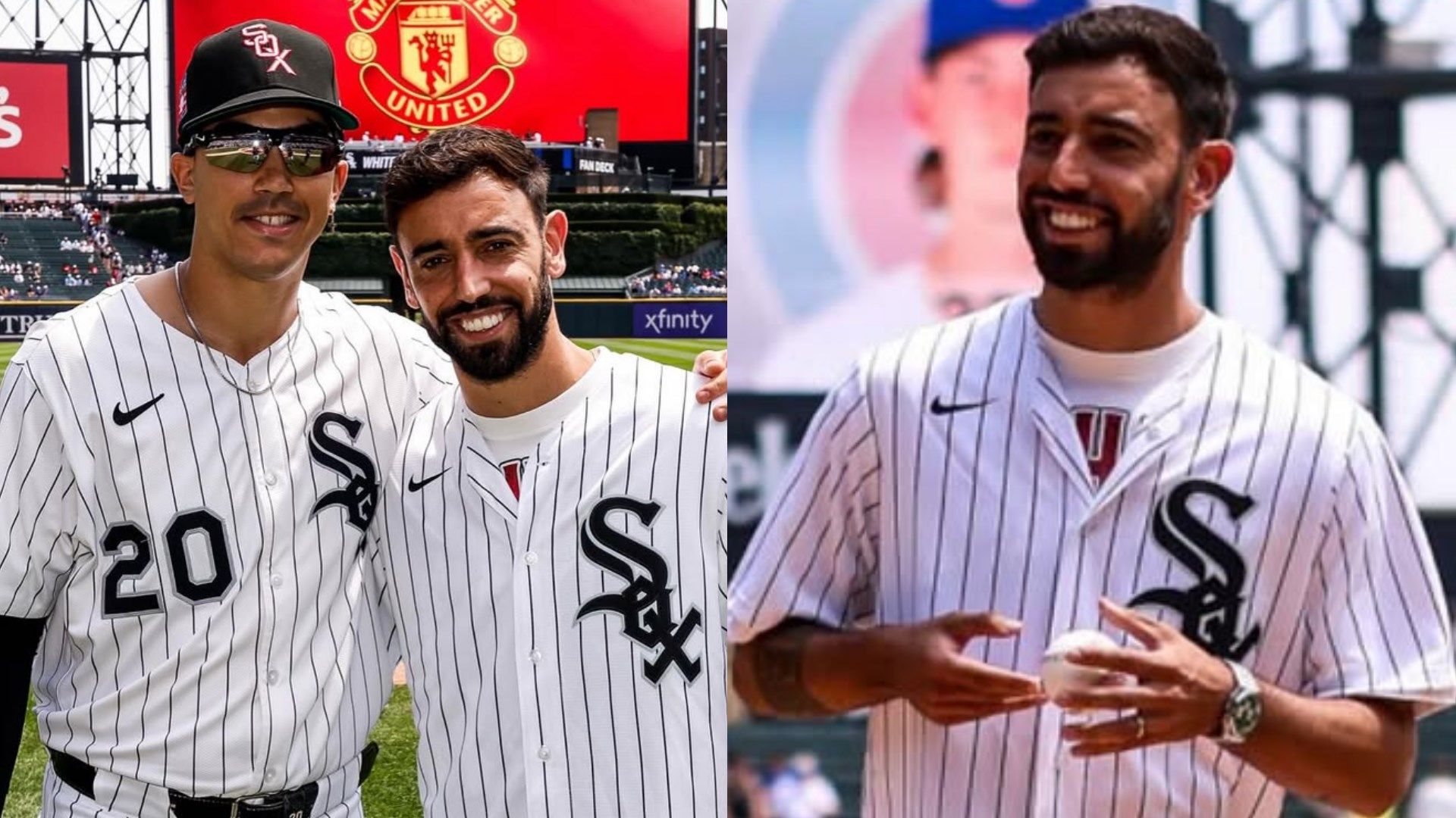 Bruno Fernandes pitches at Rate Field! Man Utd captain meets Chicago White Sox stars as he enjoys MLB action while on break from pre-season duty in United States