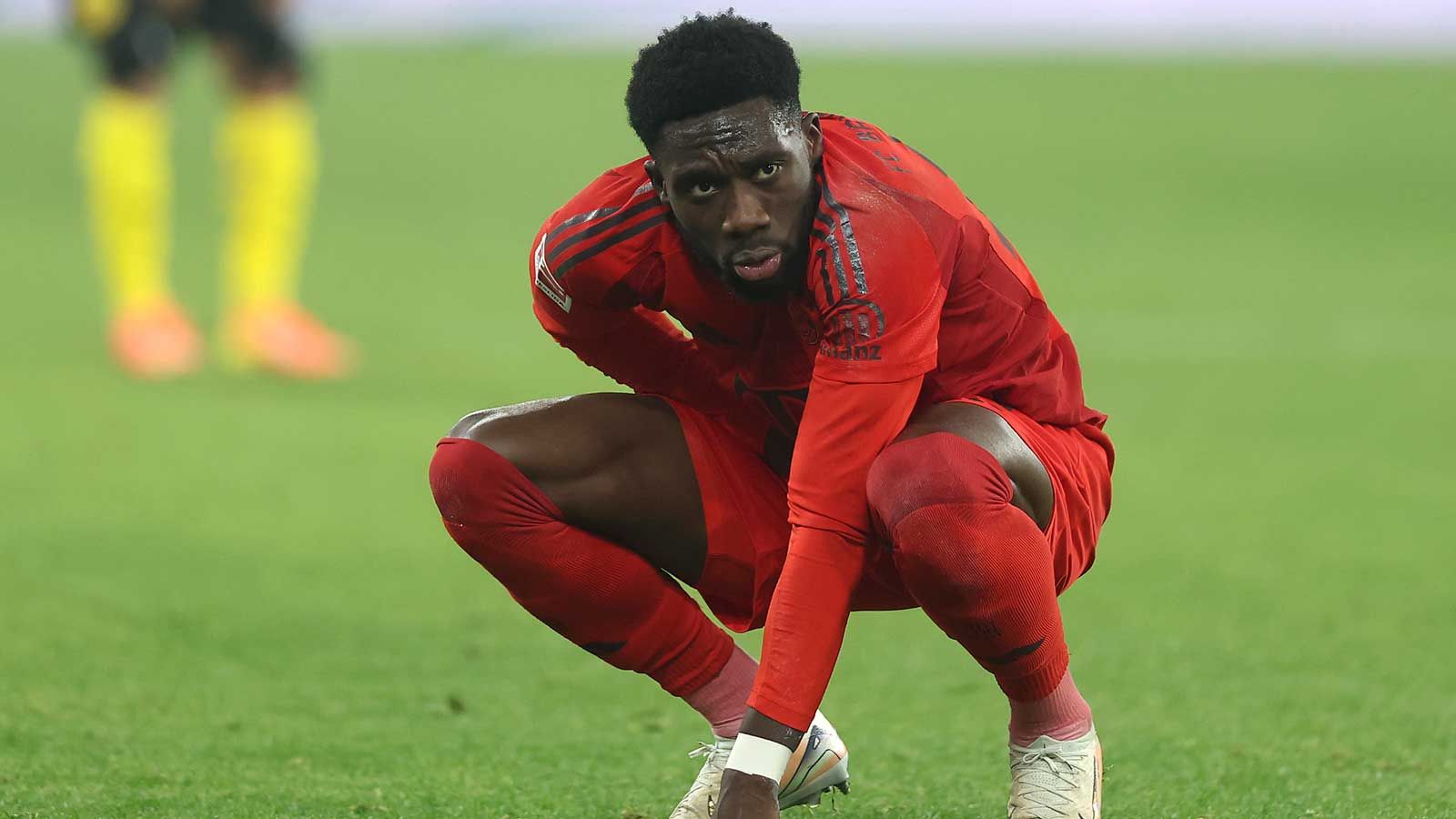 Alphonso Davies 'happy to be back outside' with injured Bayern Munich star finally allowed to run again as recovery continues