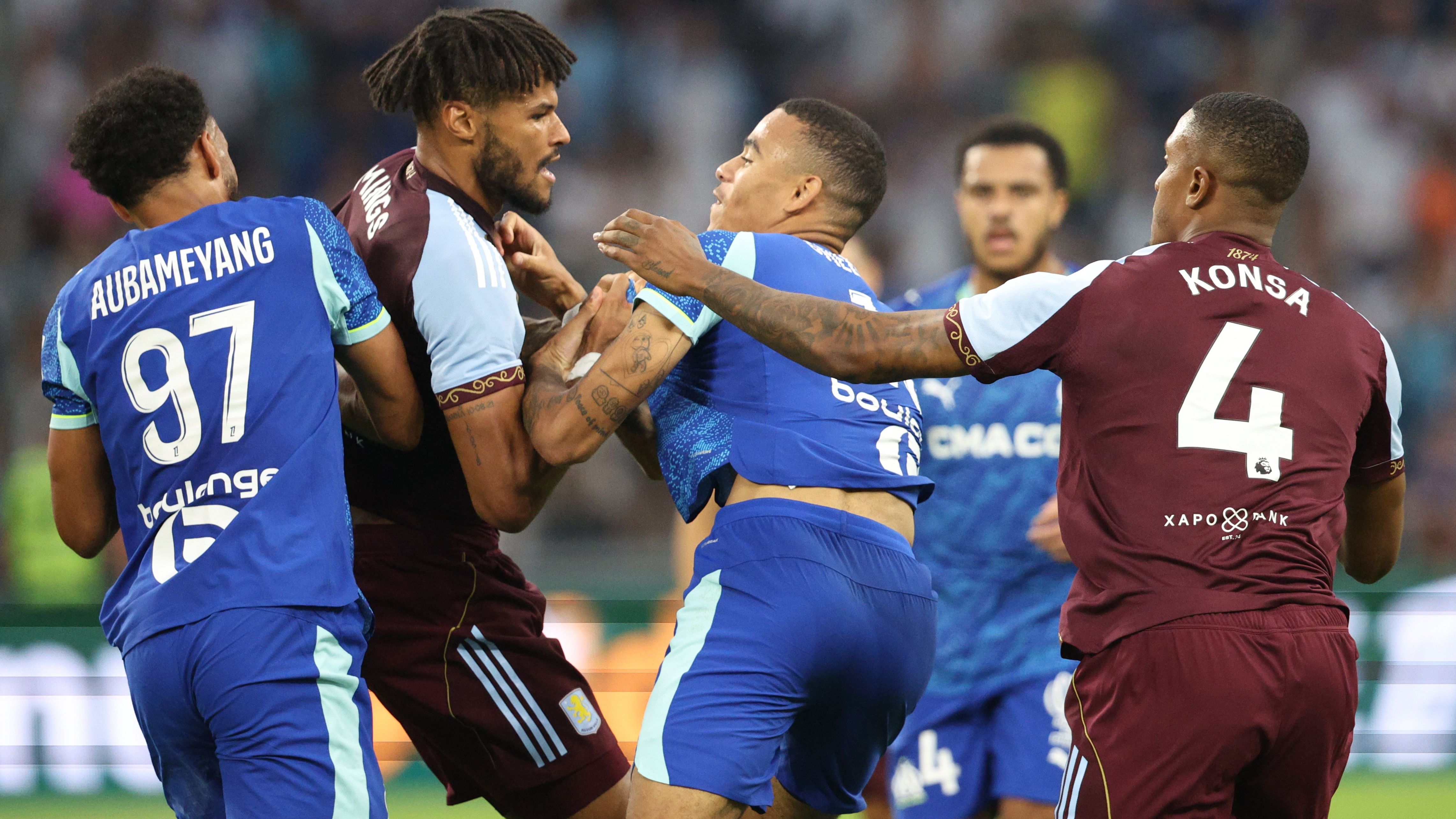 Mason Greenwood accused of spitting at Aston Villa star which sparked clash with Tyrone Mings during Marseille friendly