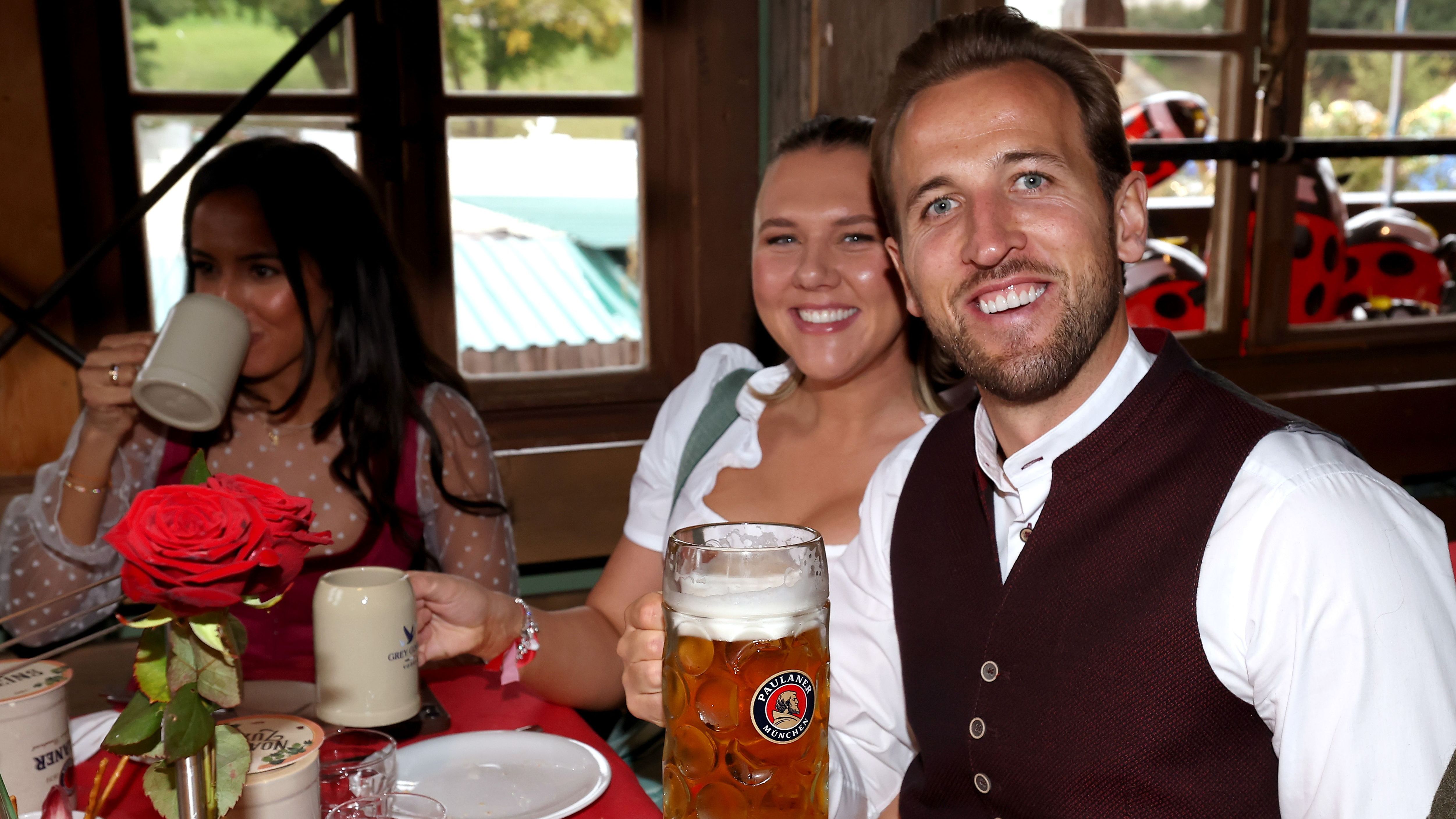 Harry Kane gets a well-earned beer! Bayern Munich & England star enjoys Oktoberfest with wife Kate after bagging another goal against Frankfurt