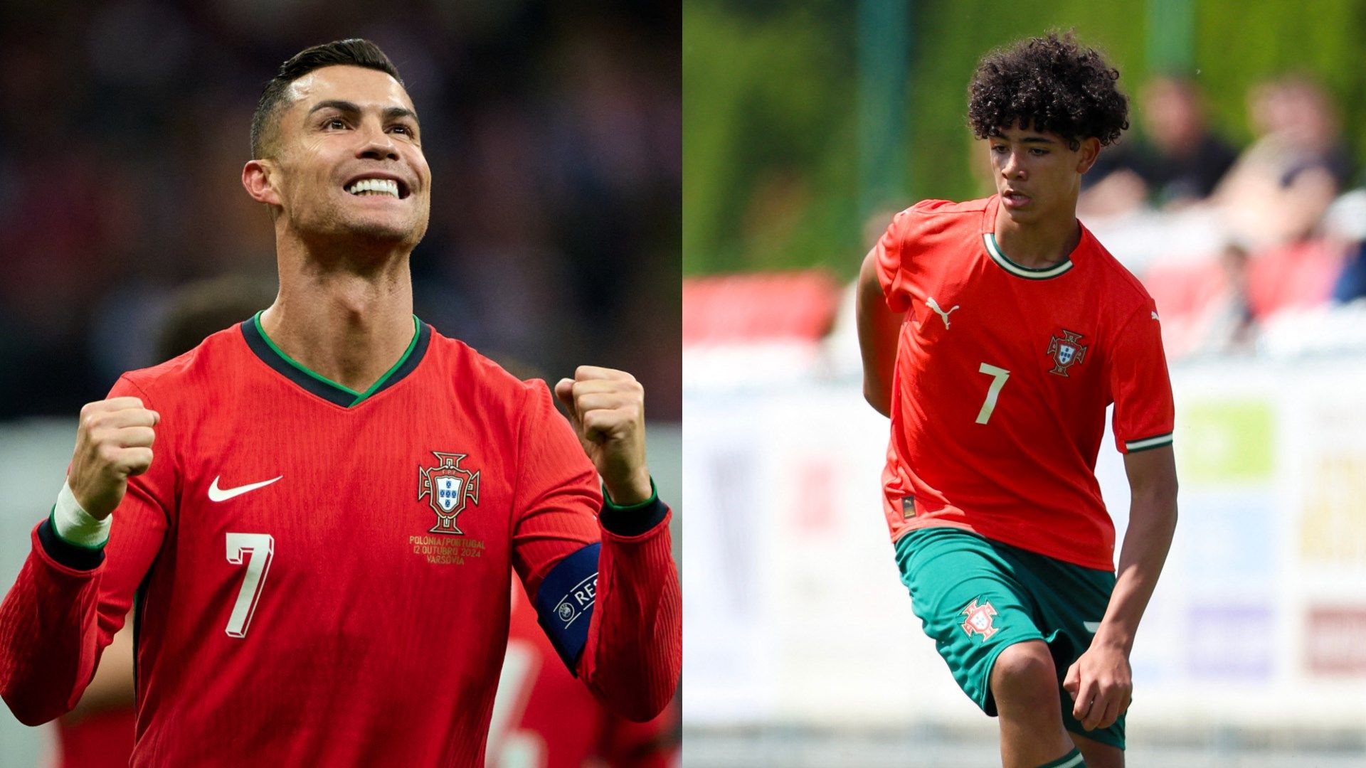 VIDEO: Like father like son! Cristiano Jr follows in dad Cristiano Ronaldo's footsteps by scoring first-ever goal for Portugal U16s with clinical finish