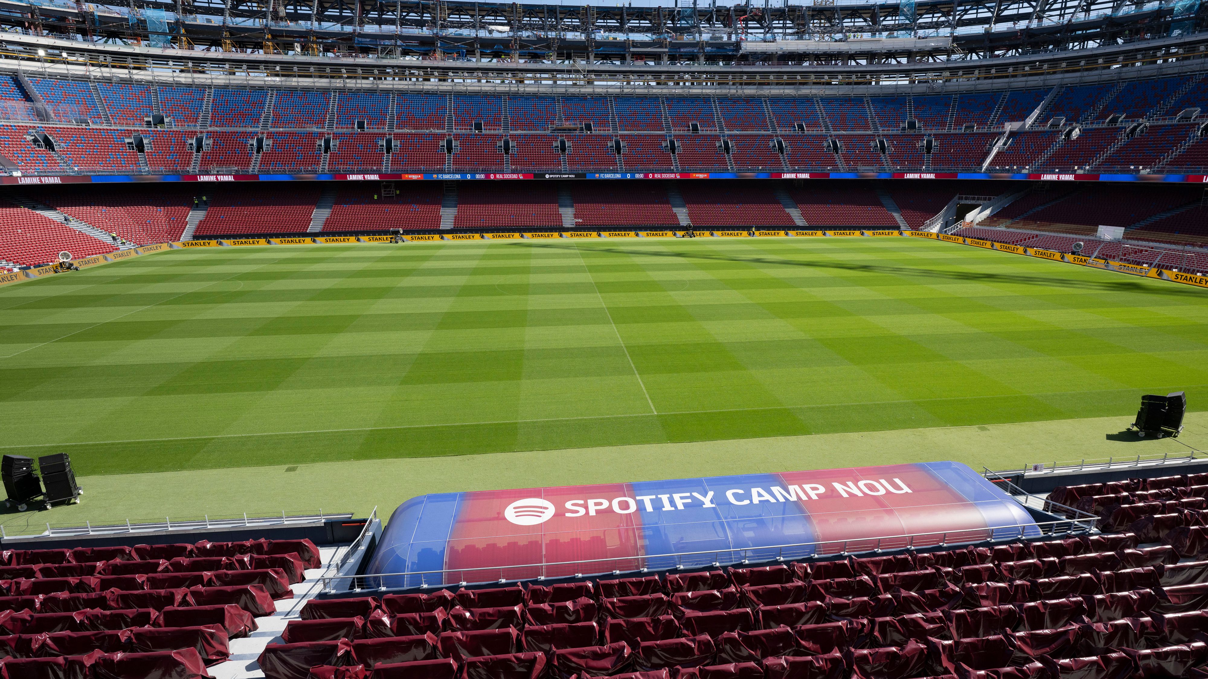 Barcelona accused of 'turning a deaf ear' as Camp Nou workers protest against possible deportation of almost 50 foreign employees ahead of sold-out reopening