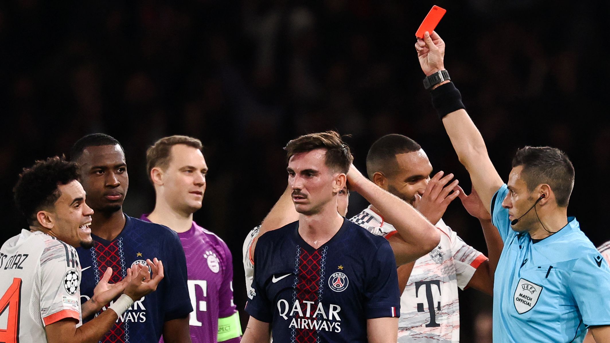 'We thanked him!' - Bayern Munich star jokes about reaction to Luis Diaz red card for injuring Achraf Hakimi in win against PSG