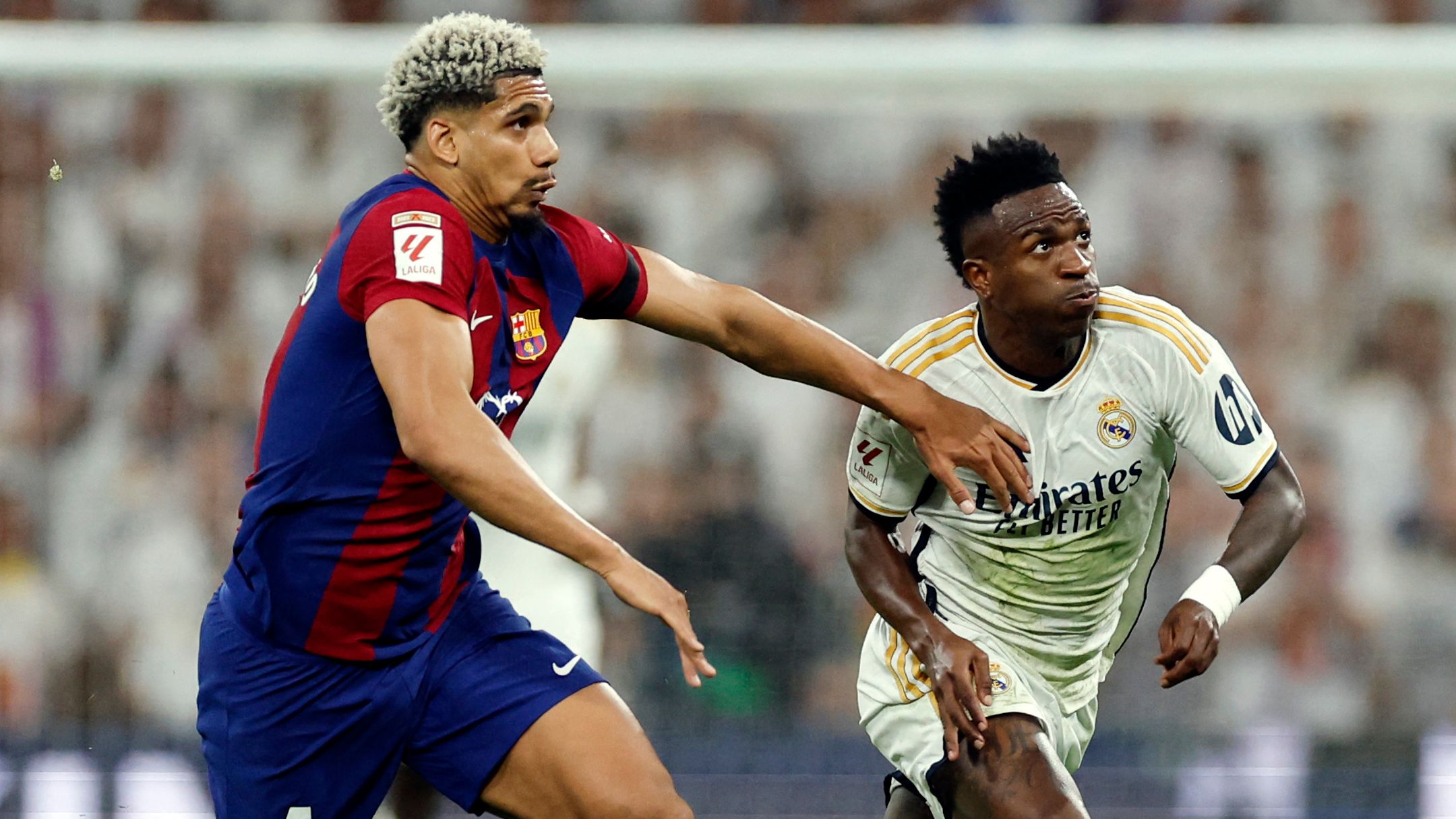 'I love players like Vinicius Jr!' - Barcelona defender says Real Madrid star 'brings out the best' in him as he gears up for another Clasico showdown with Brazilian