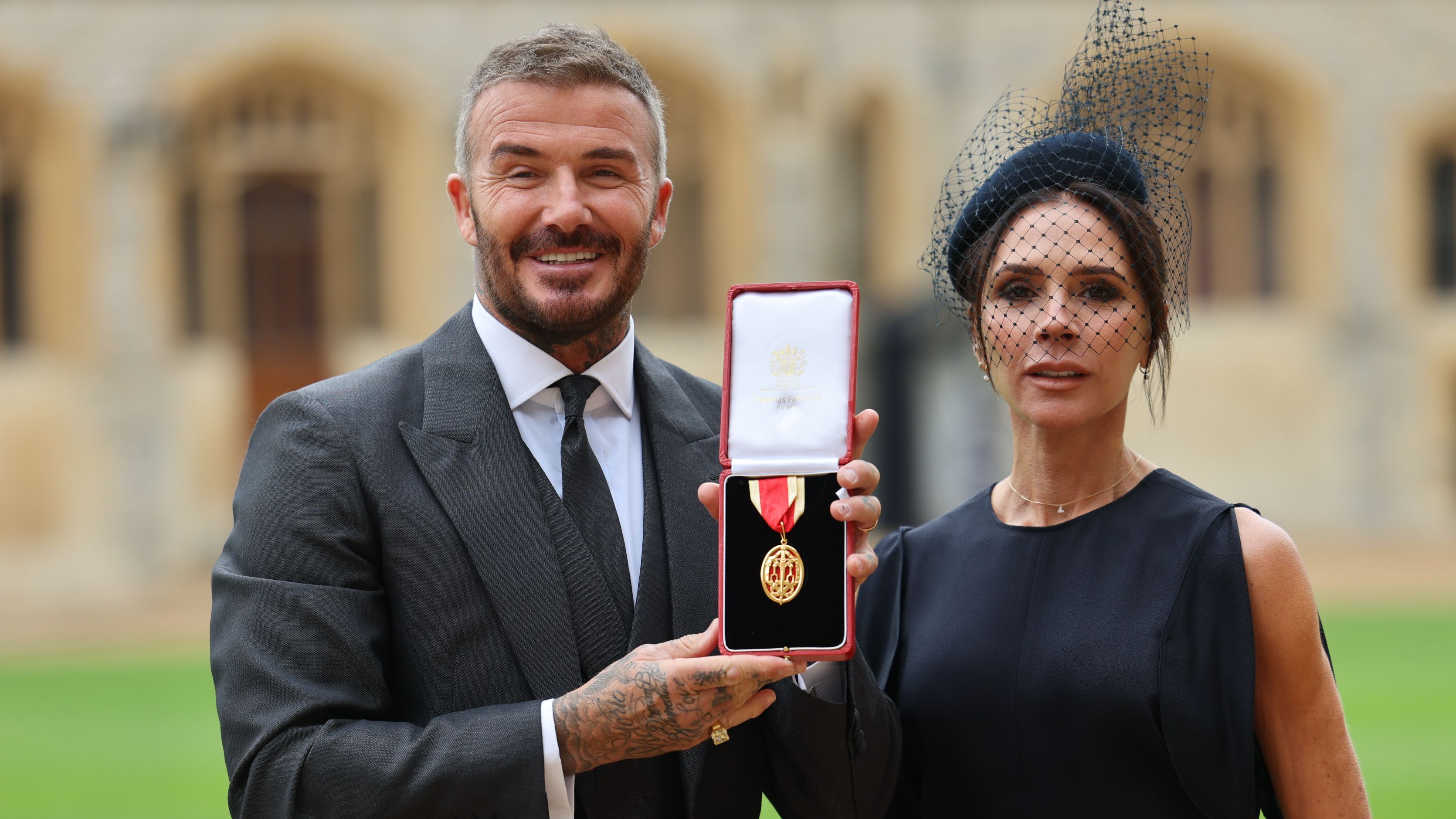 VIDEO: Arise, Sir David Beckham! 'Proud' Man Utd & England legend receives long-awaited knighthood from King Charles