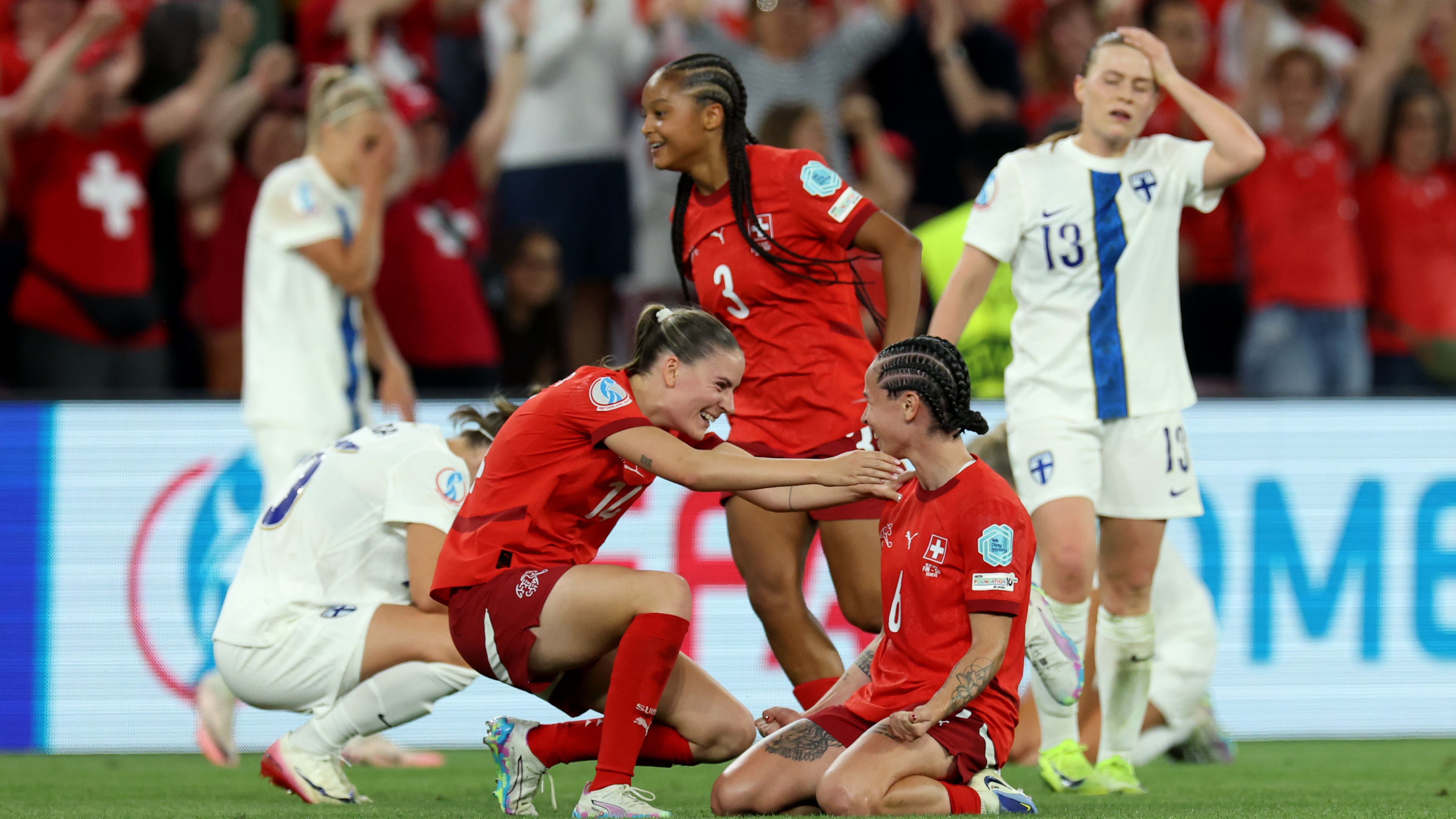 Switzerland stay alive! Riola Xhemaili's injury-time equaliser gives Euro 2025 hosts a last-gasp reprieve as draw with heartbroken Finland sends them into knockout stages