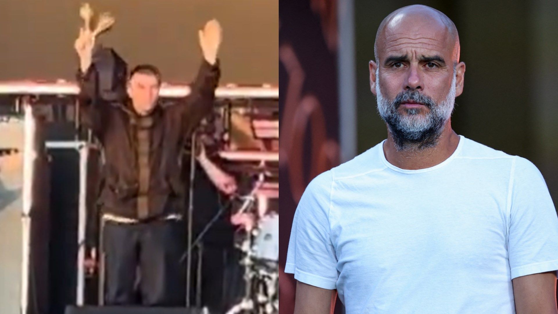 VIDEO: 'Who you f*cking booing?!' - Pep Guardiola JEERED by Oasis fans as Liam Gallagher dedicates song to Man City boss at Heaton Park reunion gig
