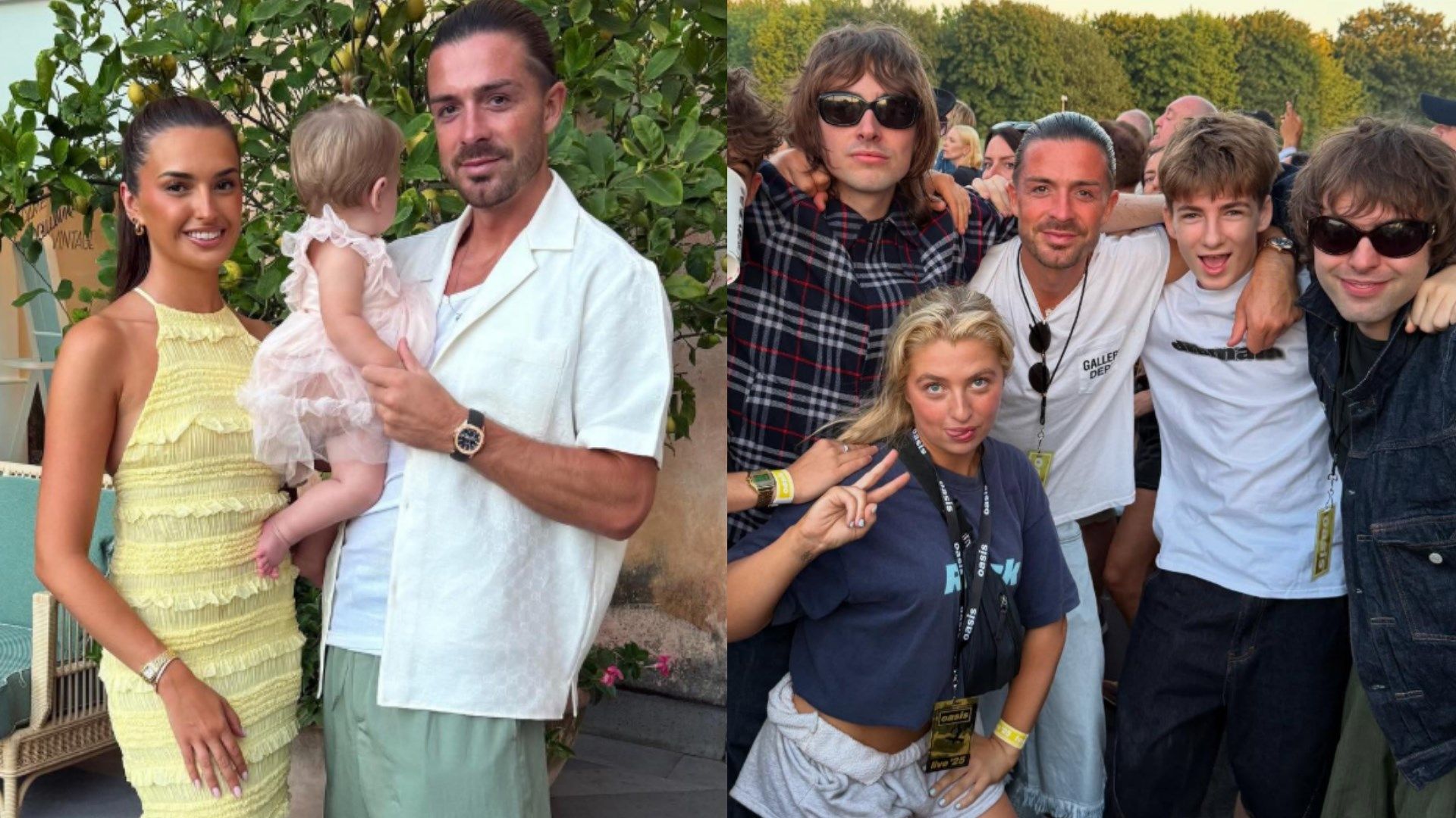 Jack Grealish poses with girlfriend Sasha Attwood & children of Oasis icons Noel & Liam Gallagher as Man City outcast reflects on 'long-needed break' amid future uncertainty