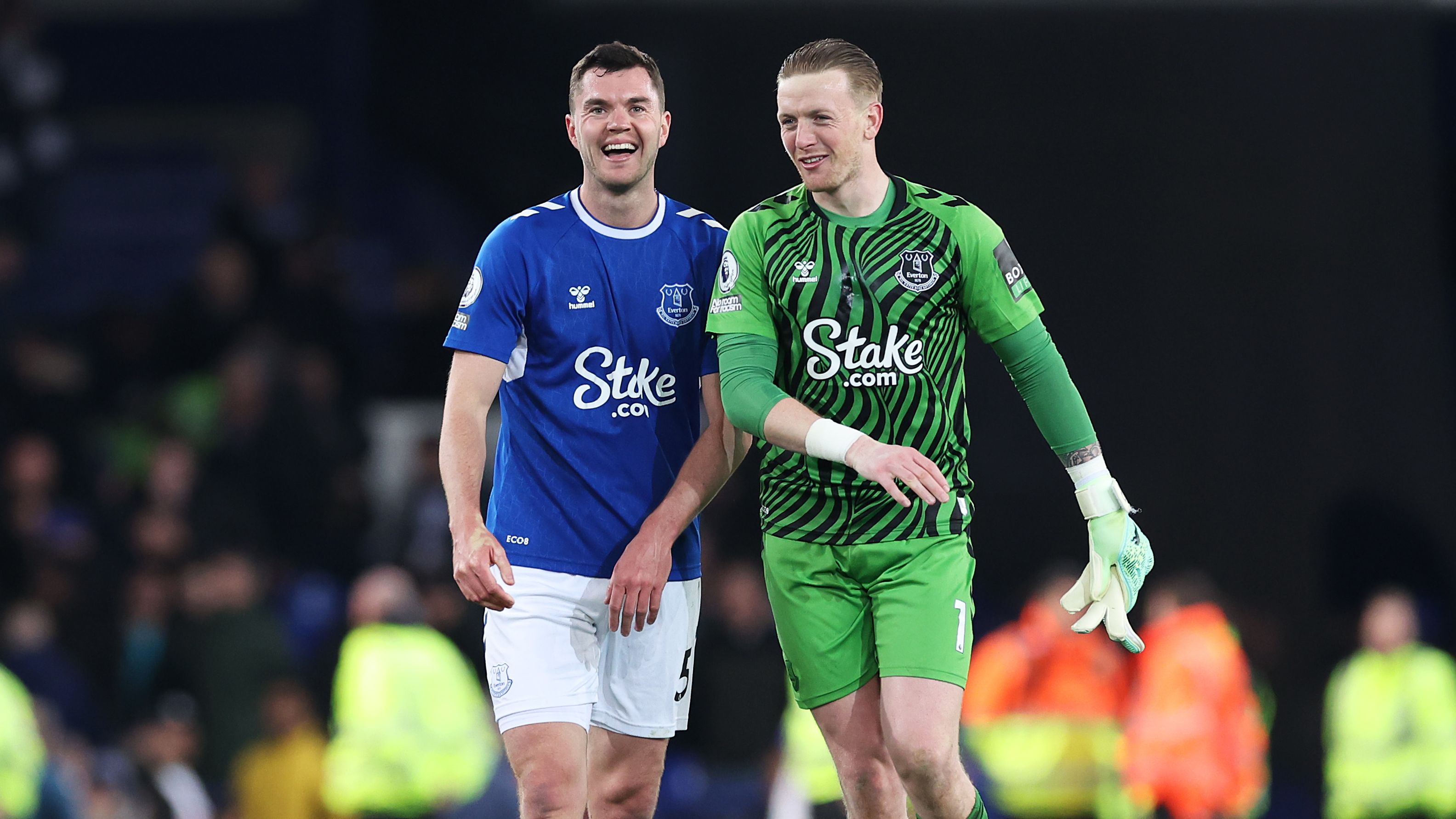 Everton's Jordan Pickford and Michael Keane enjoy a trip to Yankee Stadium during The Toffees' USA tour