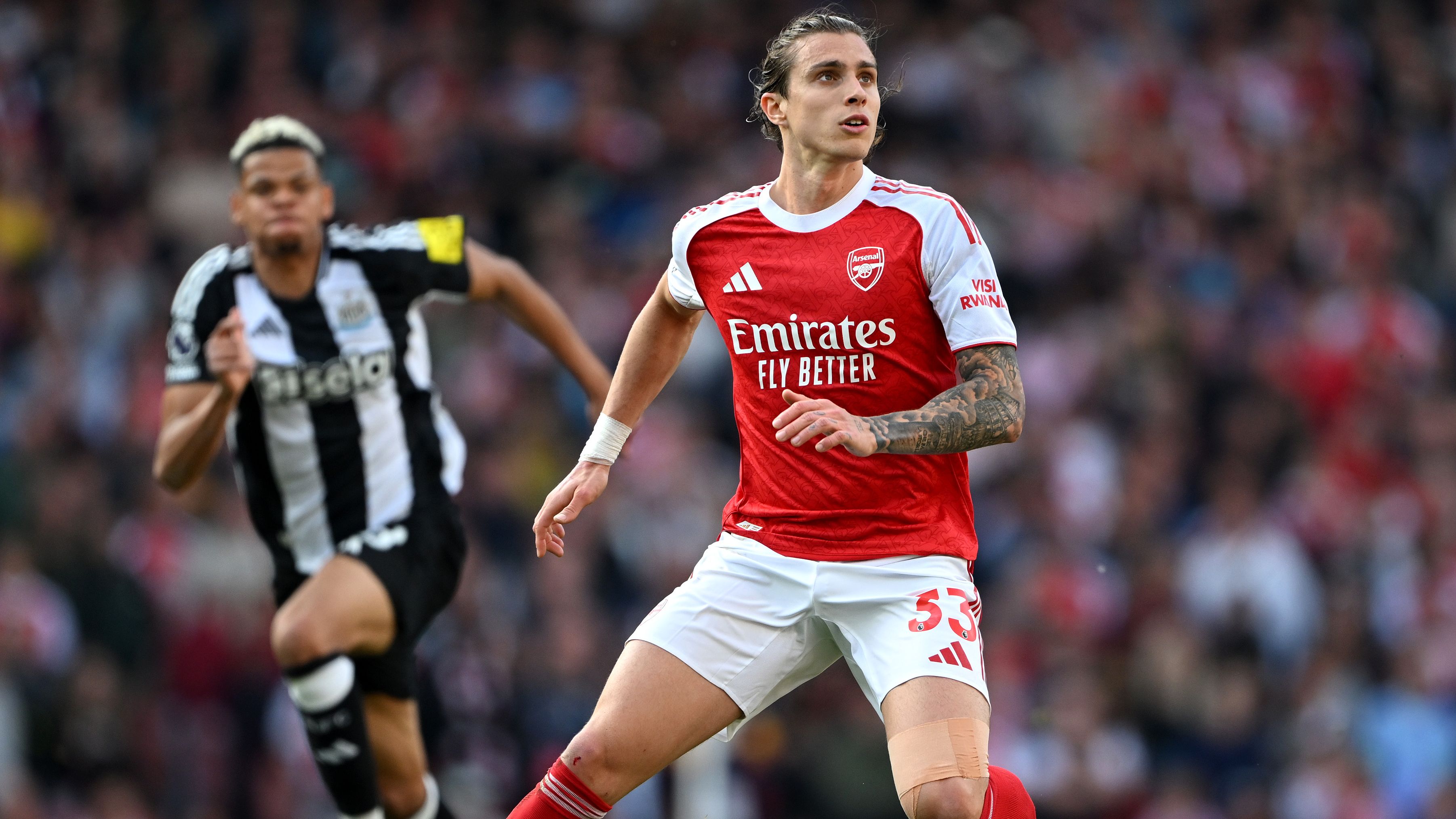 Arsenal's injuries are back! Riccardo Calafiori forced off with issue in pre-season friendly with Newcastle as Gunners sweat over defender's fitness