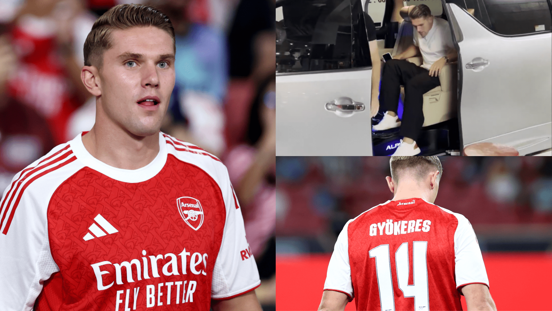 VIDEO: Viktor Gyokeres arrives in style! £64m Arsenal new boy introduced to fans & gets an early feel for No.14 shirt made iconic by Thierry Henry