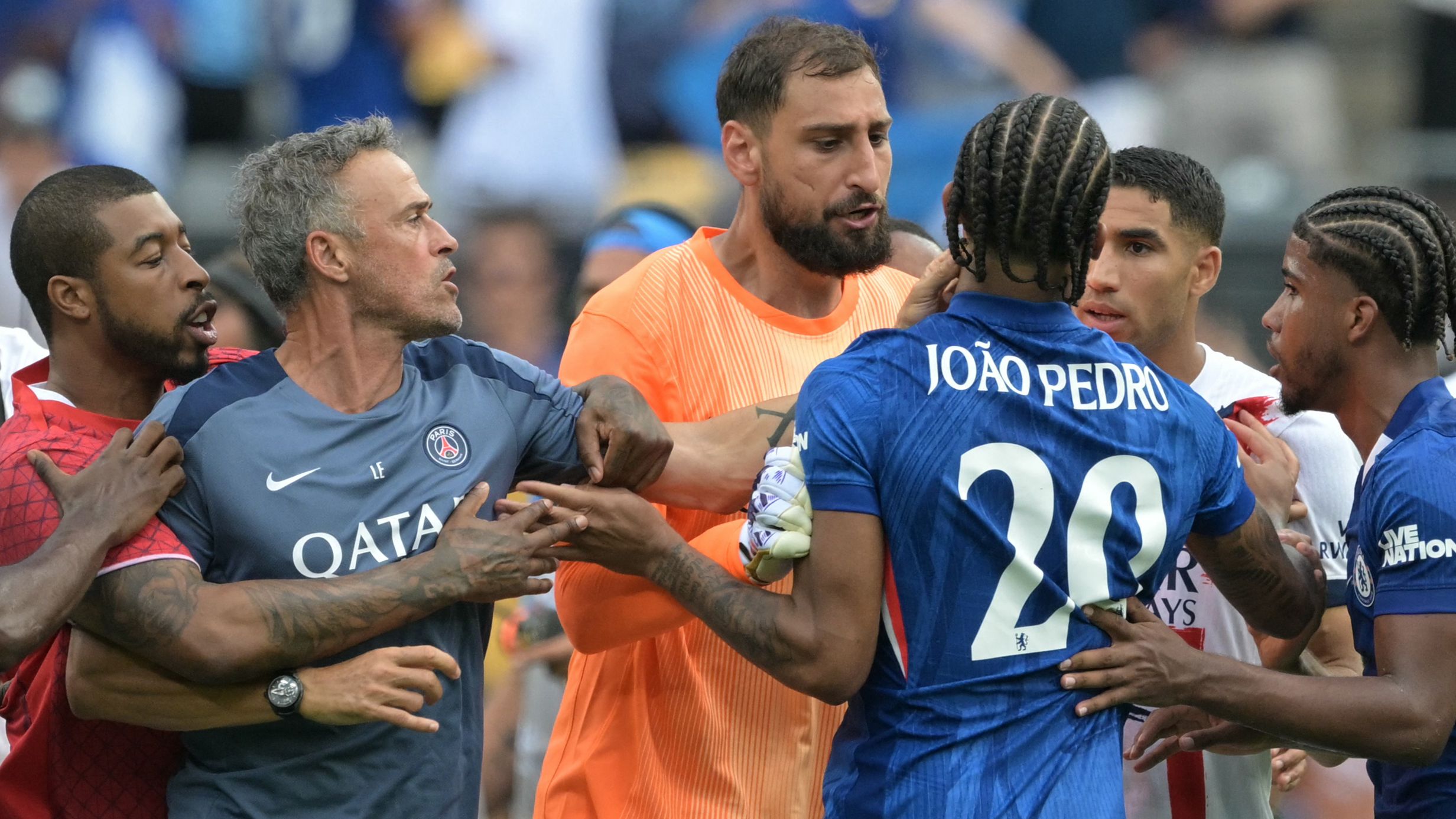 Fans react as Marc Cucurella 'rage-baits' Joao Neves into red card for pulling his hair during the final stages of Chelsea's emphatic victory over PSG