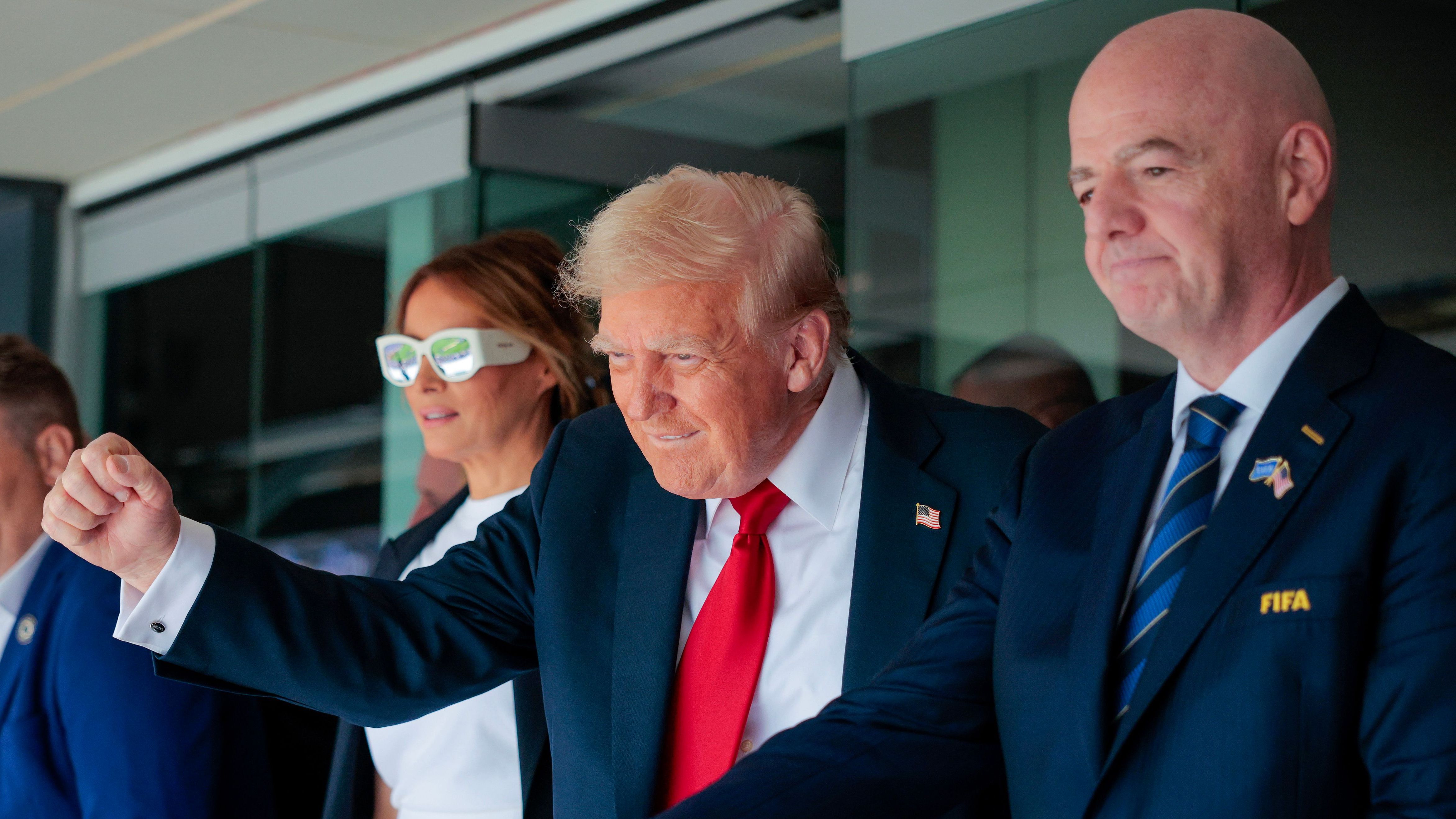 U.S. President Donald Trump attends Club World Cup final, joins FIFA president Gianni Infantino at MetLife for PSG vs Chelsea