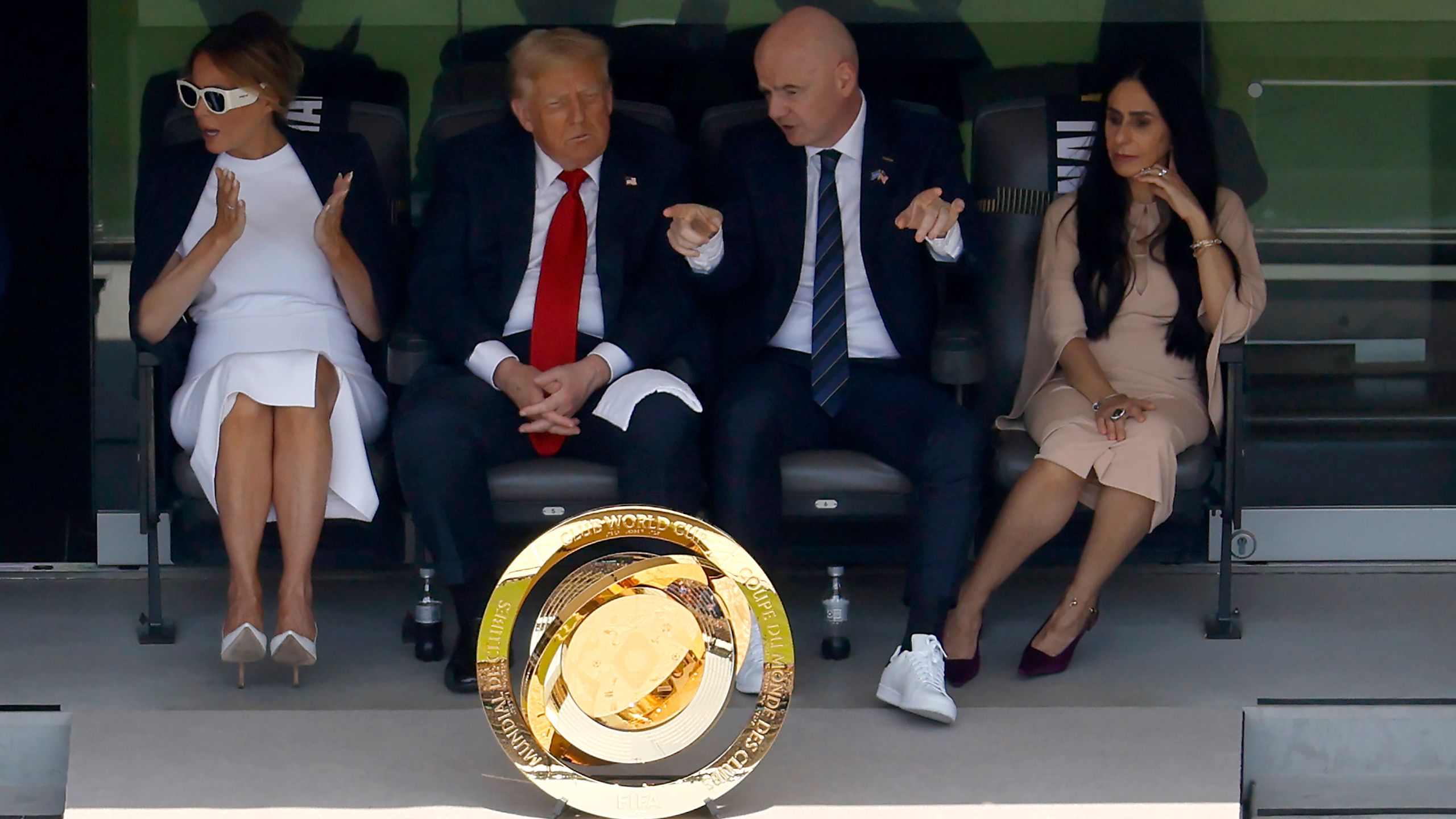 U.S. President Donald Trump attends Club World Cup final, joins FIFA president Gianni Infantino at MetLife for PSG vs Chelsea