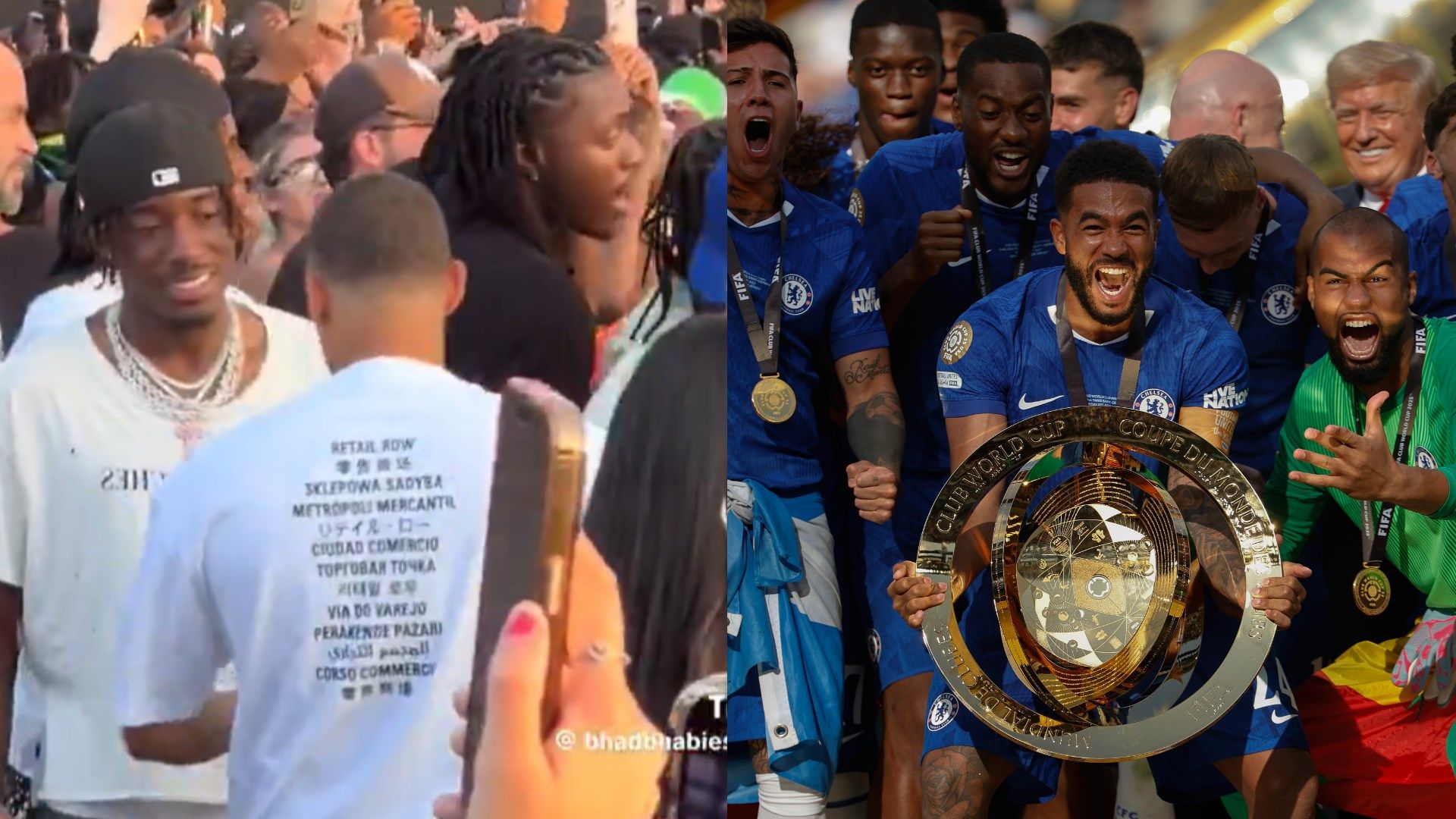 Arsenal-bound Noni Madueke spotted partying at Wireless Festival in London with ex-Chelsea team-mate & Man Utd outcast Jadon Sancho as Chelsea played Club World Cup final