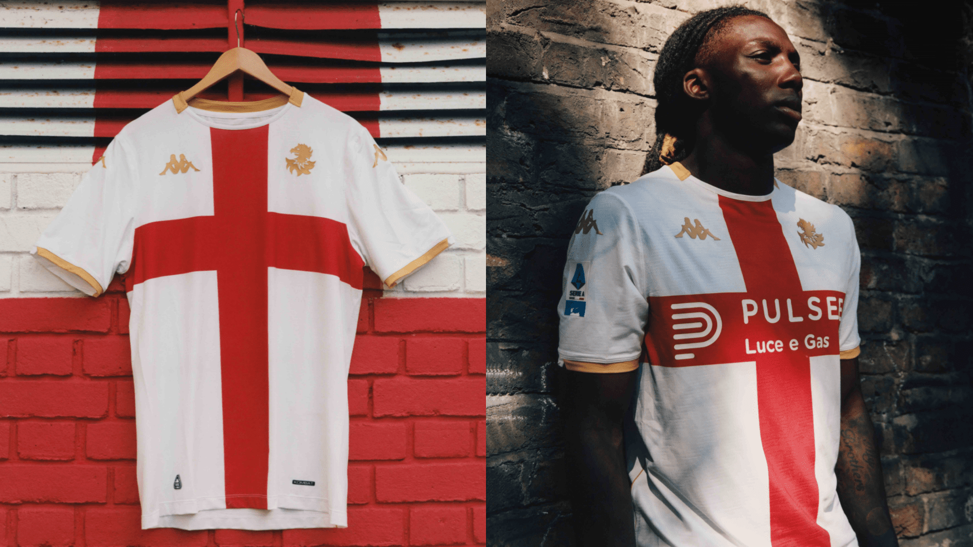 Celebrating the Lionesses?! Serie A club Genoa release eye-catching England-inspired away kit featuring 'It's coming home' slogan