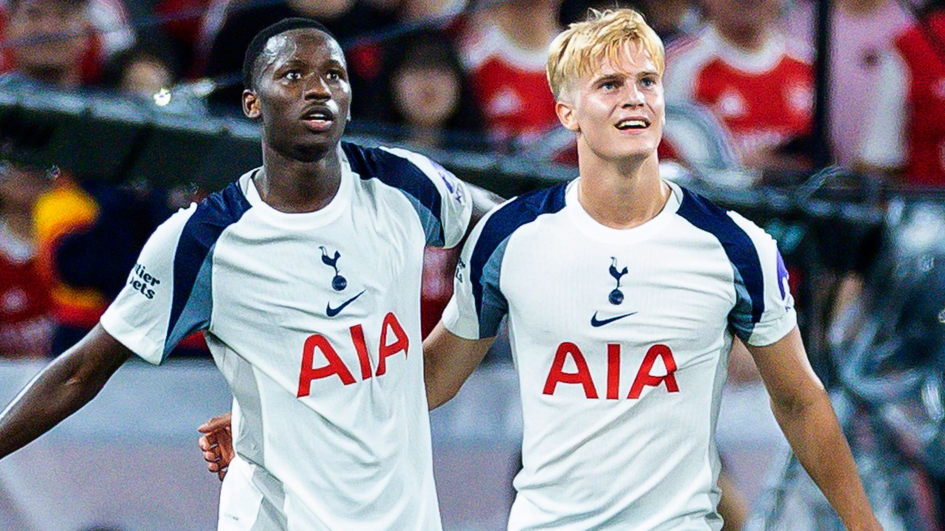 VIDEO: Pape Matar Sarr, take a bow! Tottenham star lobs David Raya to score incredible goal from just outside centre circle as Arsenal stunned in pre-season derby clash