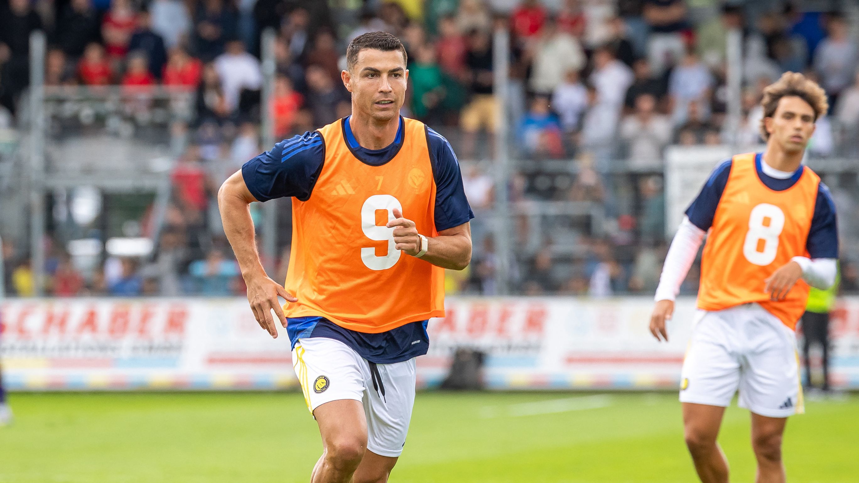 Cristiano Ronaldo still loves a Siu! Al-Nassr star pulls off his trademark celebration as he strangely dons No.9 bib during training drills