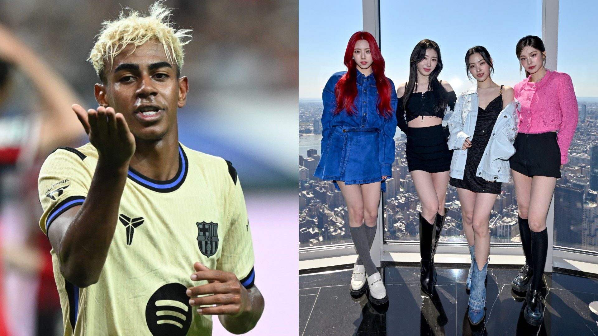 Lamine Yamal & Barcelona stars link up with K-pop girl group ITZY as they pose together & show off their dance moves