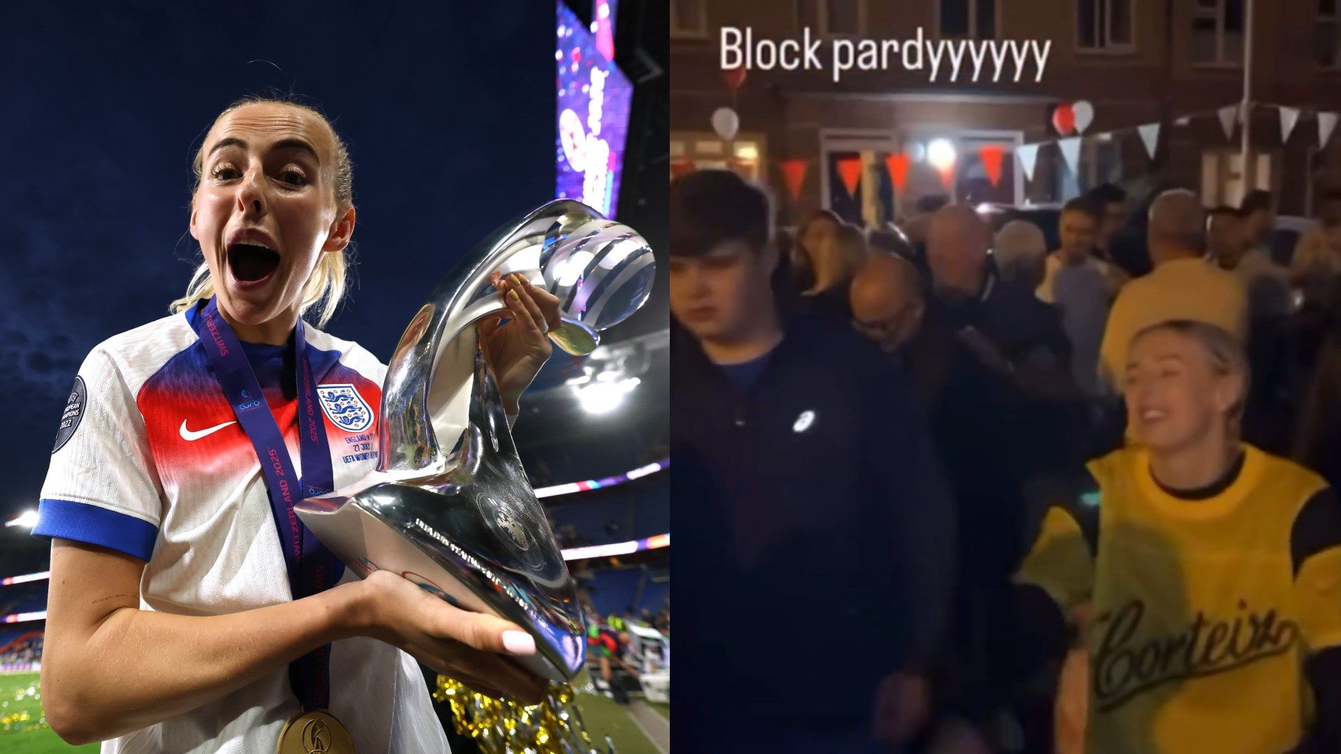 VIDEO: Chloe Kelly continues Euro 2025 celebrations with massive street party in her hometown as Lionesses penalty hero shows off dance moves