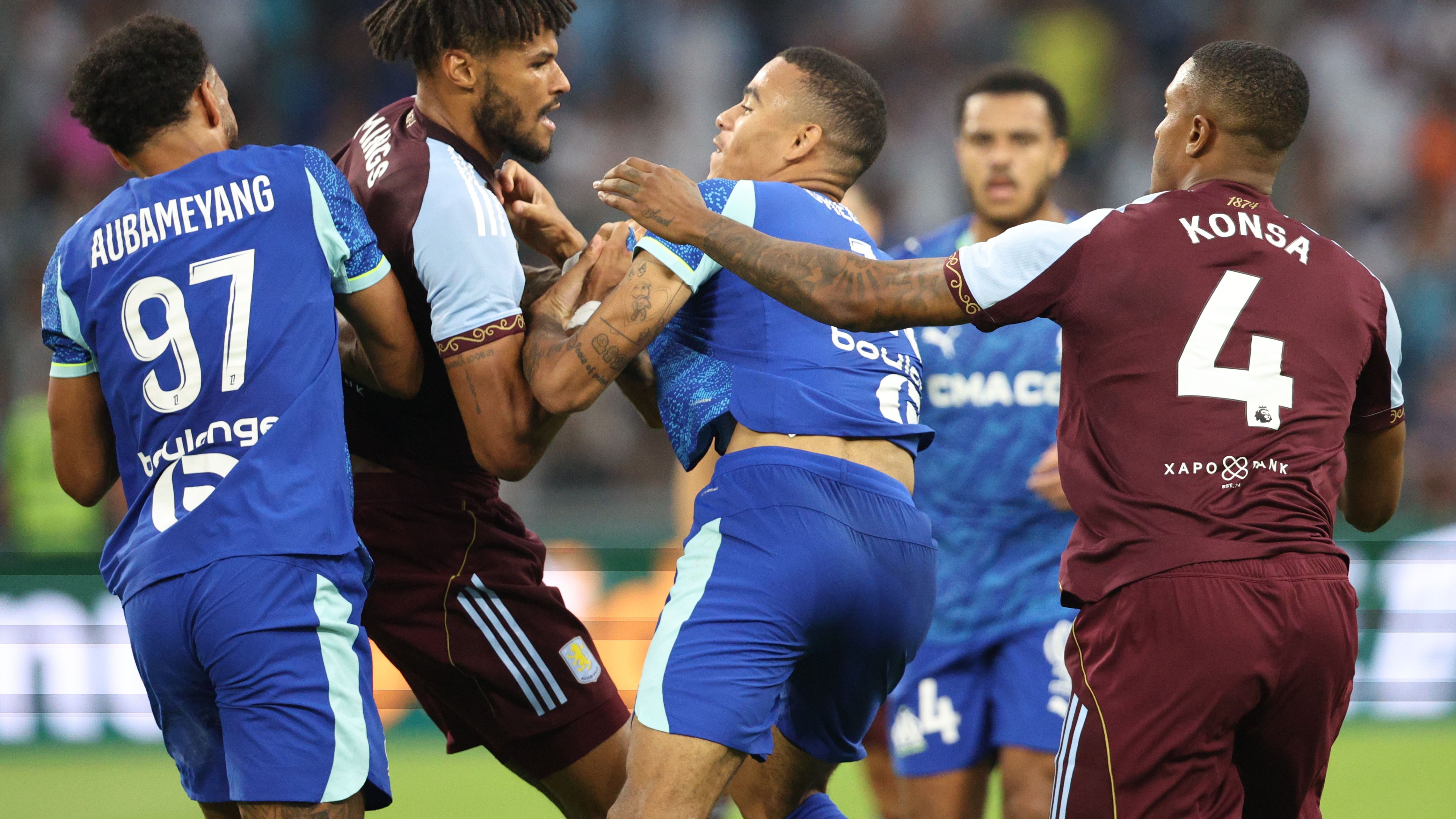 VIDEO: Mason Greenwood sits goalkeeper down for seventh pre-season goal - with ex-Man Utd forward going on to clash with Aston Villa defender Tyrone Mings in Marseille win