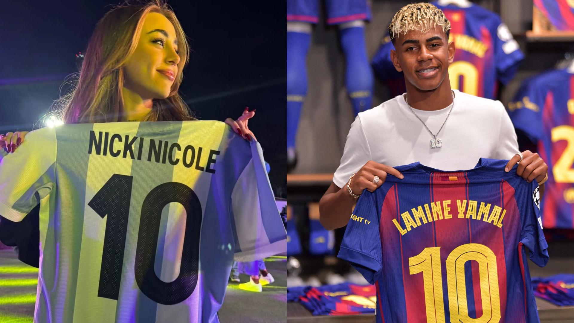 Are Lamine Yamal & Nicki Nicole 'boyfriend & girlfriend'? Romance update after birthday kiss for Barcelona wonderkid with Argentine rapper