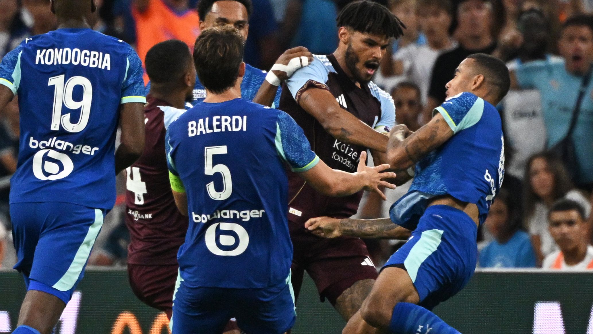 Mason Greenwood almost has shirt RIPPED OFF in melee during Aston Villa friendly as Tyrone Mings and striker almost come to blows