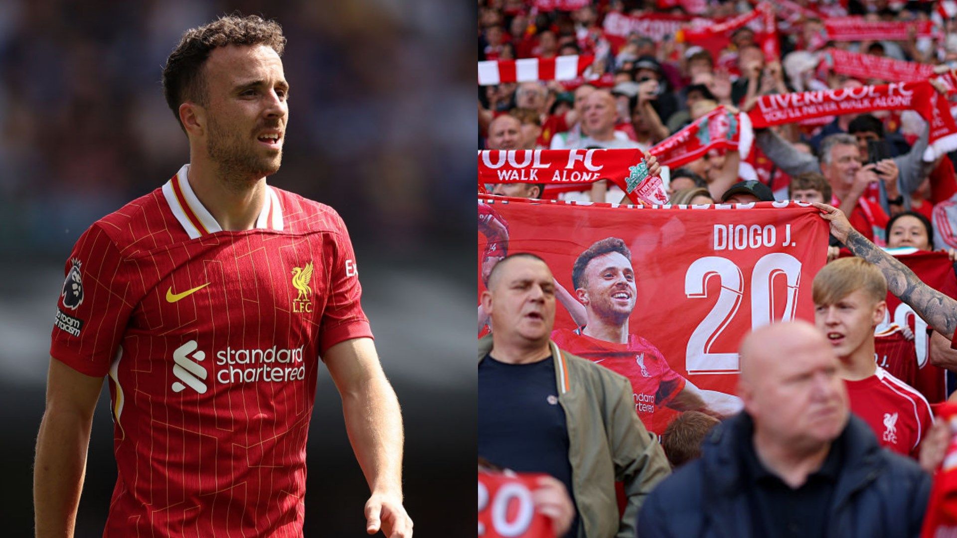VIDEO: Roma's Paulo Dybala & Claudio Ranieri lay flowers at Anfield in tribute to Diogo Jota ahead of Everton pre-season friendly