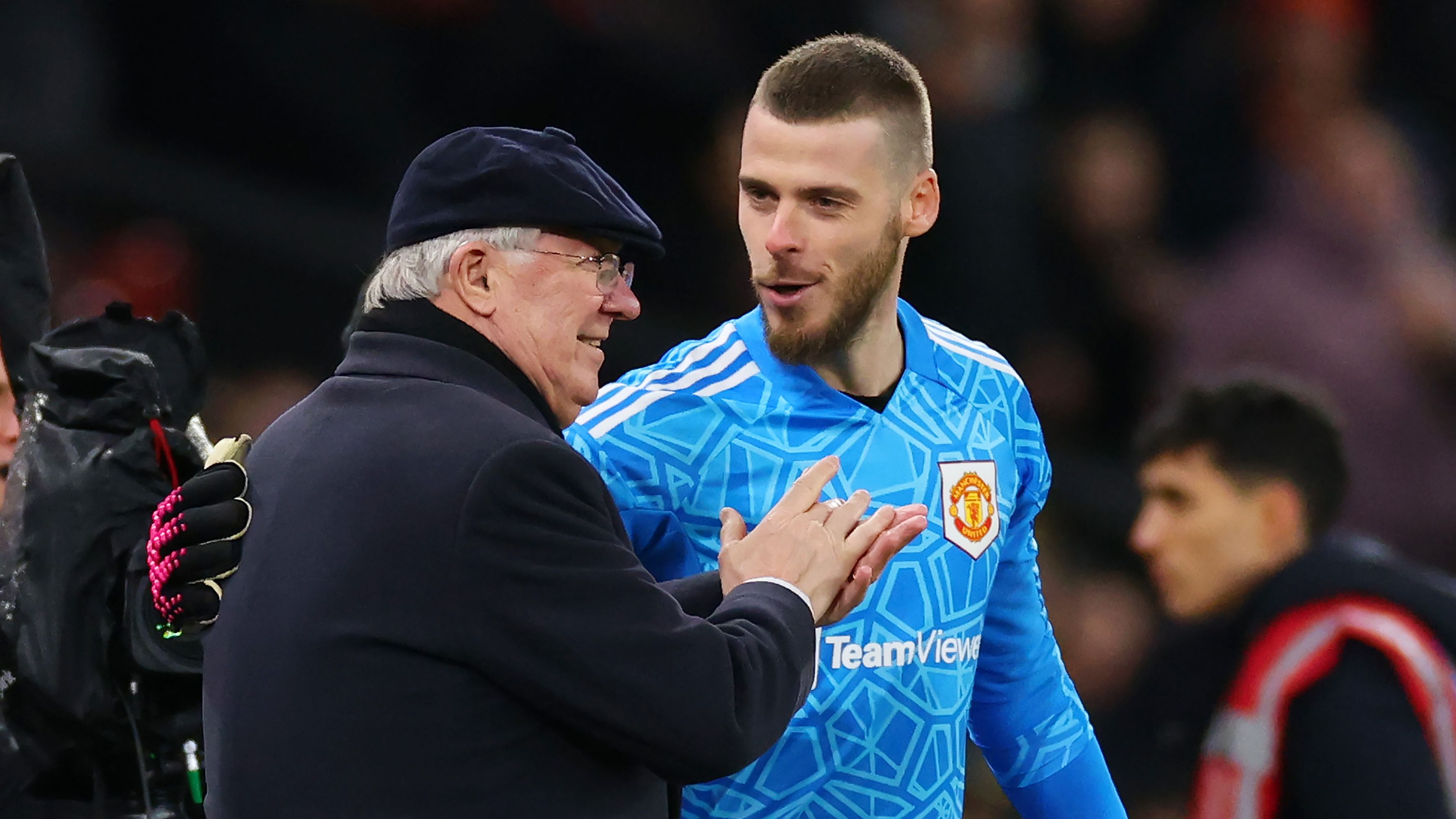 Legendary Man Utd manager Sir Alex Ferguson enjoys catch-up with David de Gea as Spanish goalkeeper prepares for Old Trafford return with Fiorentina