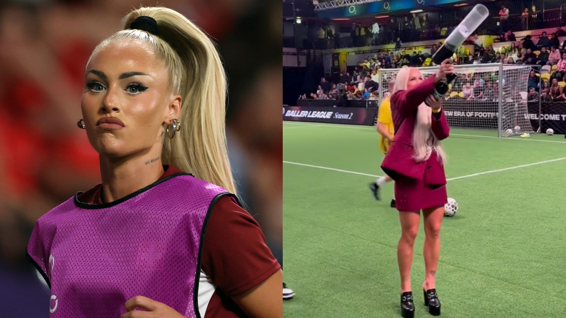 Alisha Lehmann fires shirt cannon & poses with John Terry at Baller League UK - before her MVPs United side suffers defeat to Chelsea legend's 26ers