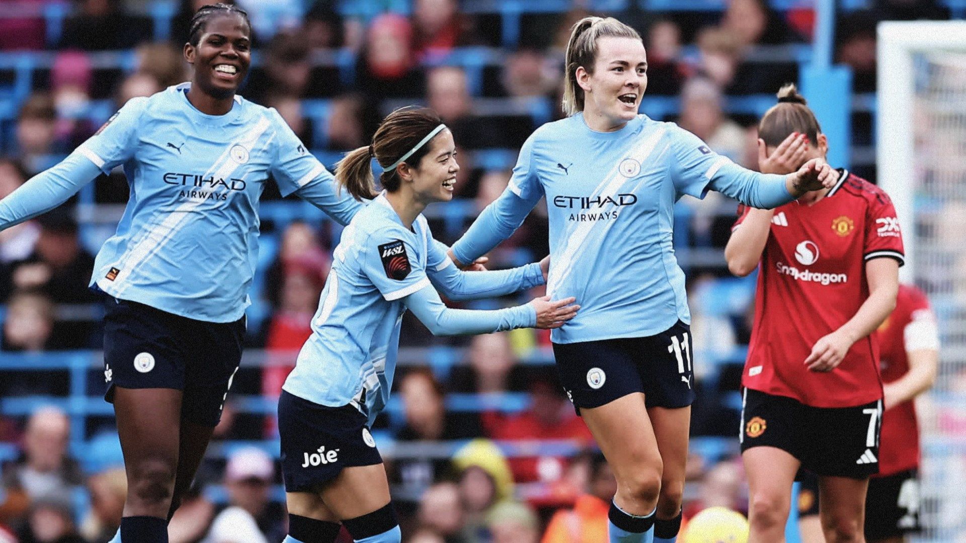 Man City women's player ratings vs Man Utd: Lauren Hemp's back with a bang! Lioness lashes home to deliver big blow to Red Devils' WSL title hopes as Bunny Shaw makes goalscoring look easy