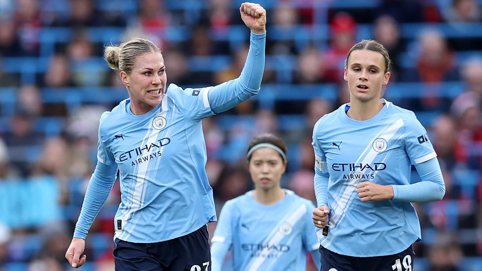 Man City women's player ratings vs Man Utd: Lauren Hemp's back with a bang! Lioness lashes home to deliver big blow to Red Devils' WSL title hopes as Bunny Shaw makes goalscoring look easy