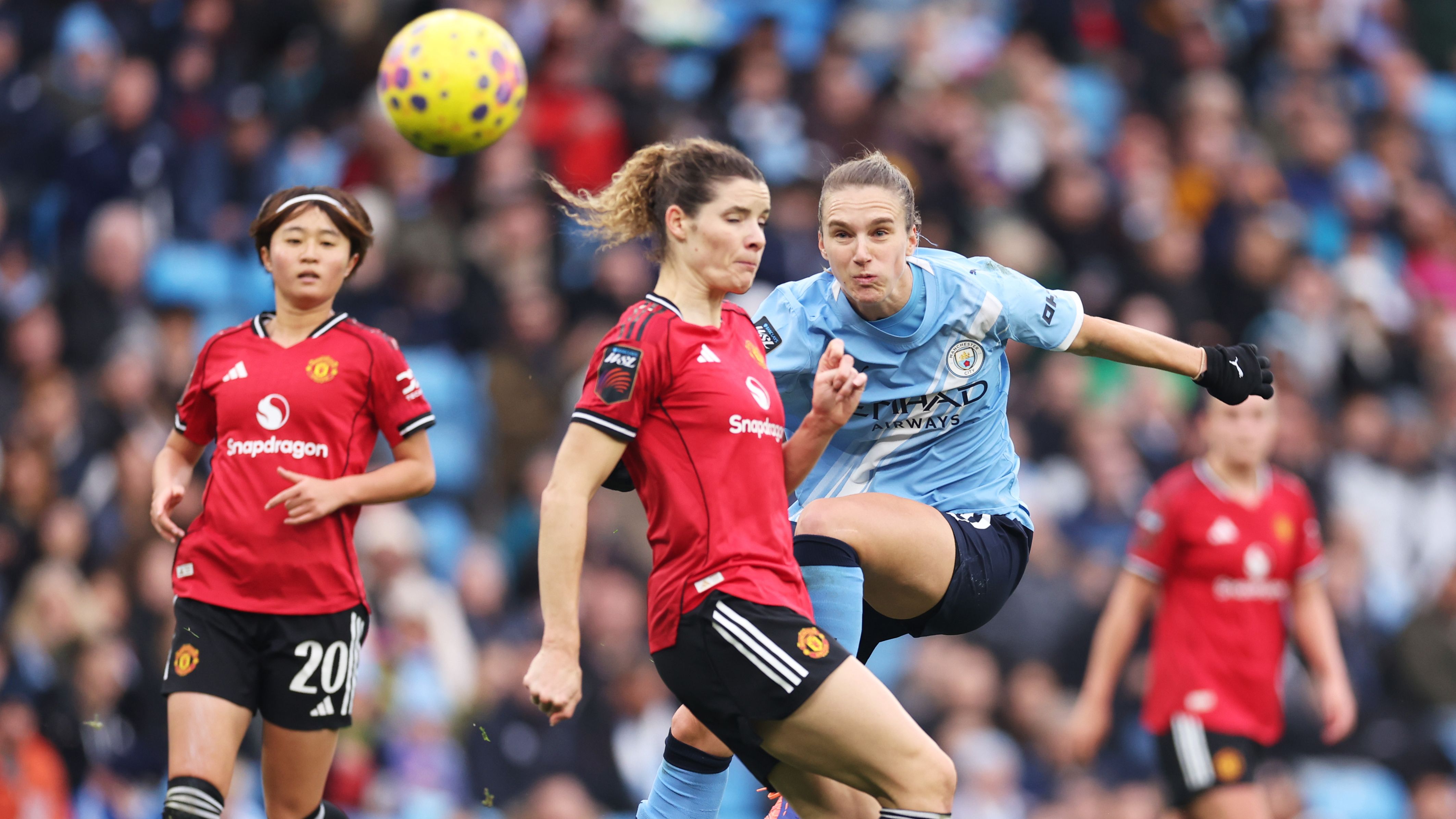 Man City women's player ratings vs Man Utd: Lauren Hemp's back with a bang! Lioness lashes home to deliver big blow to Red Devils' WSL title hopes as Bunny Shaw makes goalscoring look easy