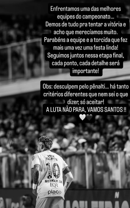 Neymar apology Santos Mirassol 2025