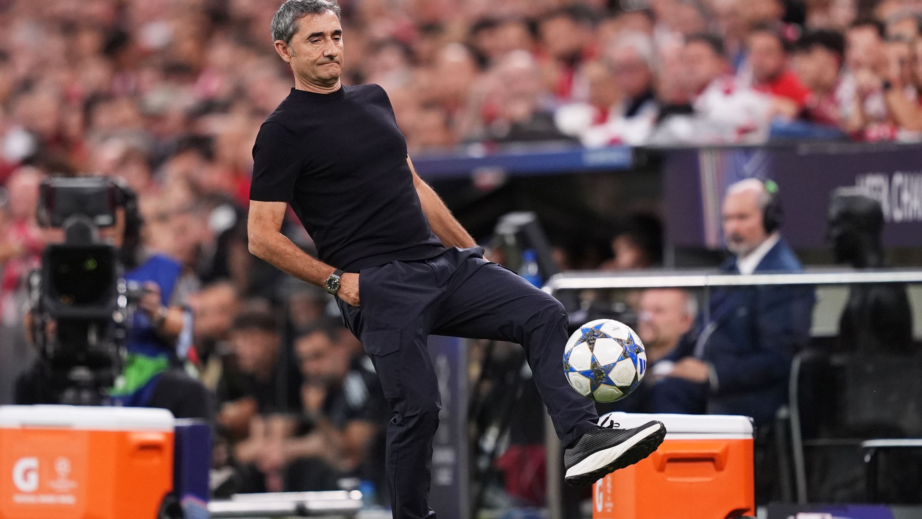VIDEO: Snowball fight! Athletic Club stars pelt each other as they disembark flight in Prague ahead of Champions League clash