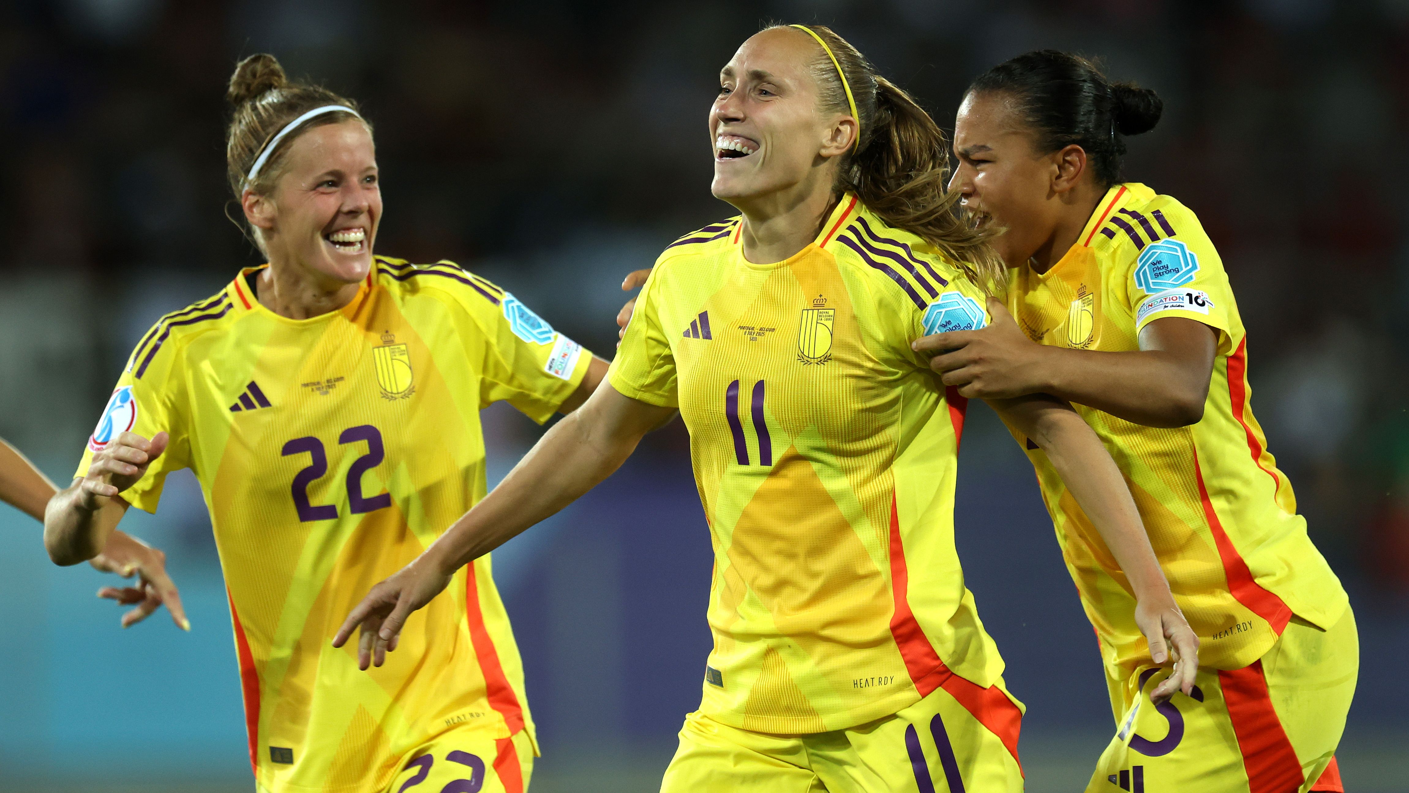 Janice Cayman scores dramatic late Belgium winner to break Portugal hearts as both sides are eliminated from Euro 2025 in the <a href=