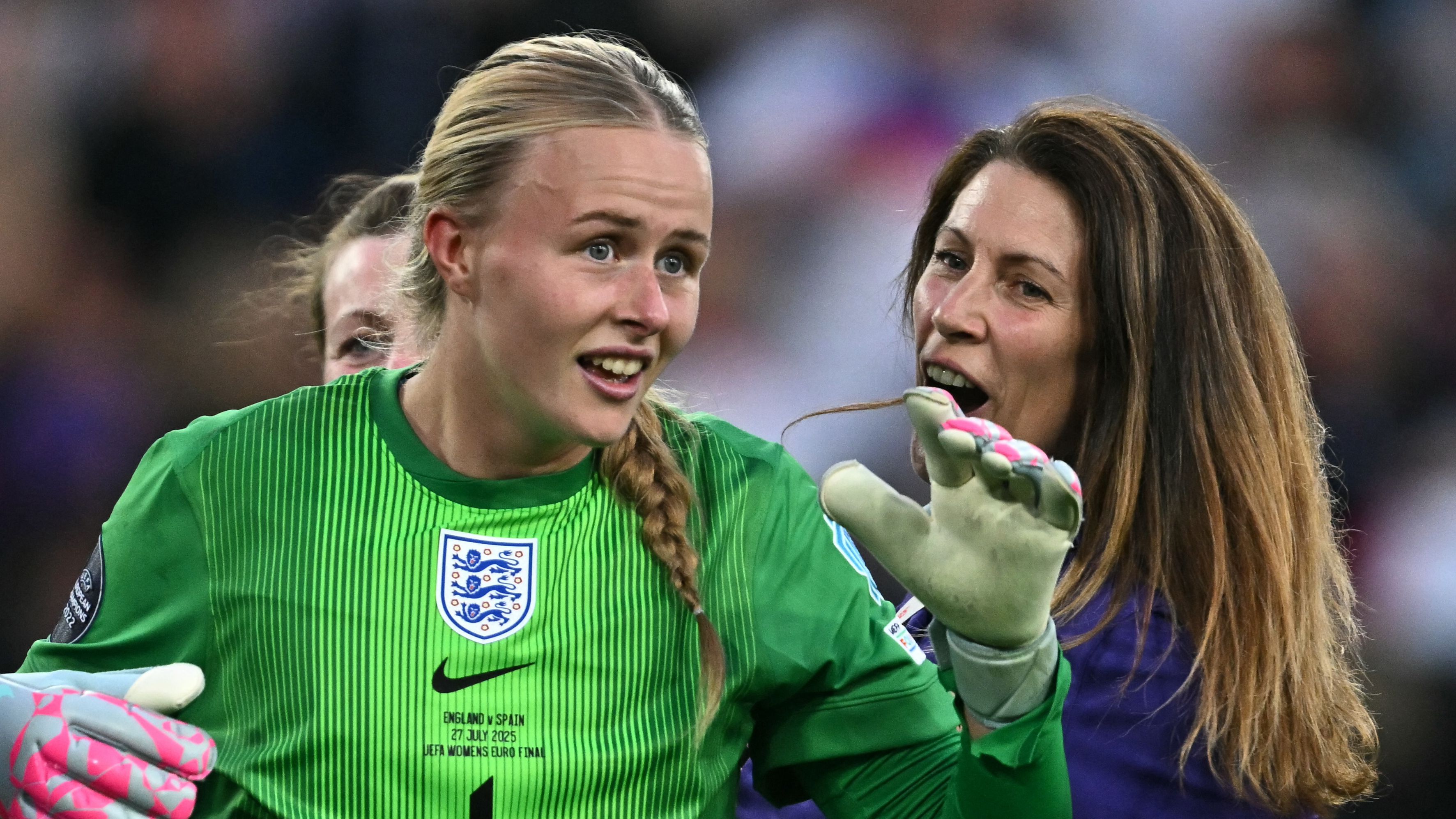 Hannah Hampton reveals she threw Spain goalkeeper Cata Coll's water bottle into the crowd after seeing list of England penalty takers before Euro 2025 win