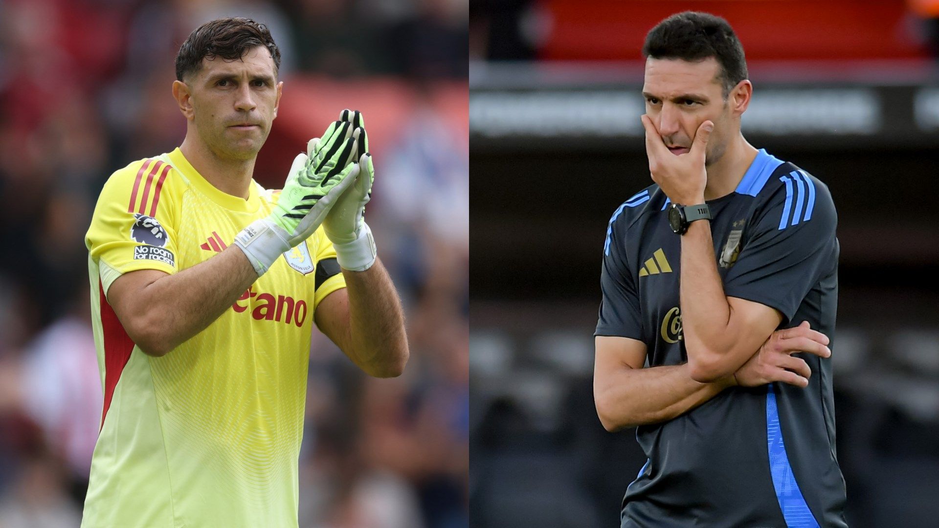 Lionel Scaloni reveals how Emiliano Martinez is feeling after failed Man Utd transfer & discusses goalkeeper's Argentina future with Aston Villa minutes now uncertain