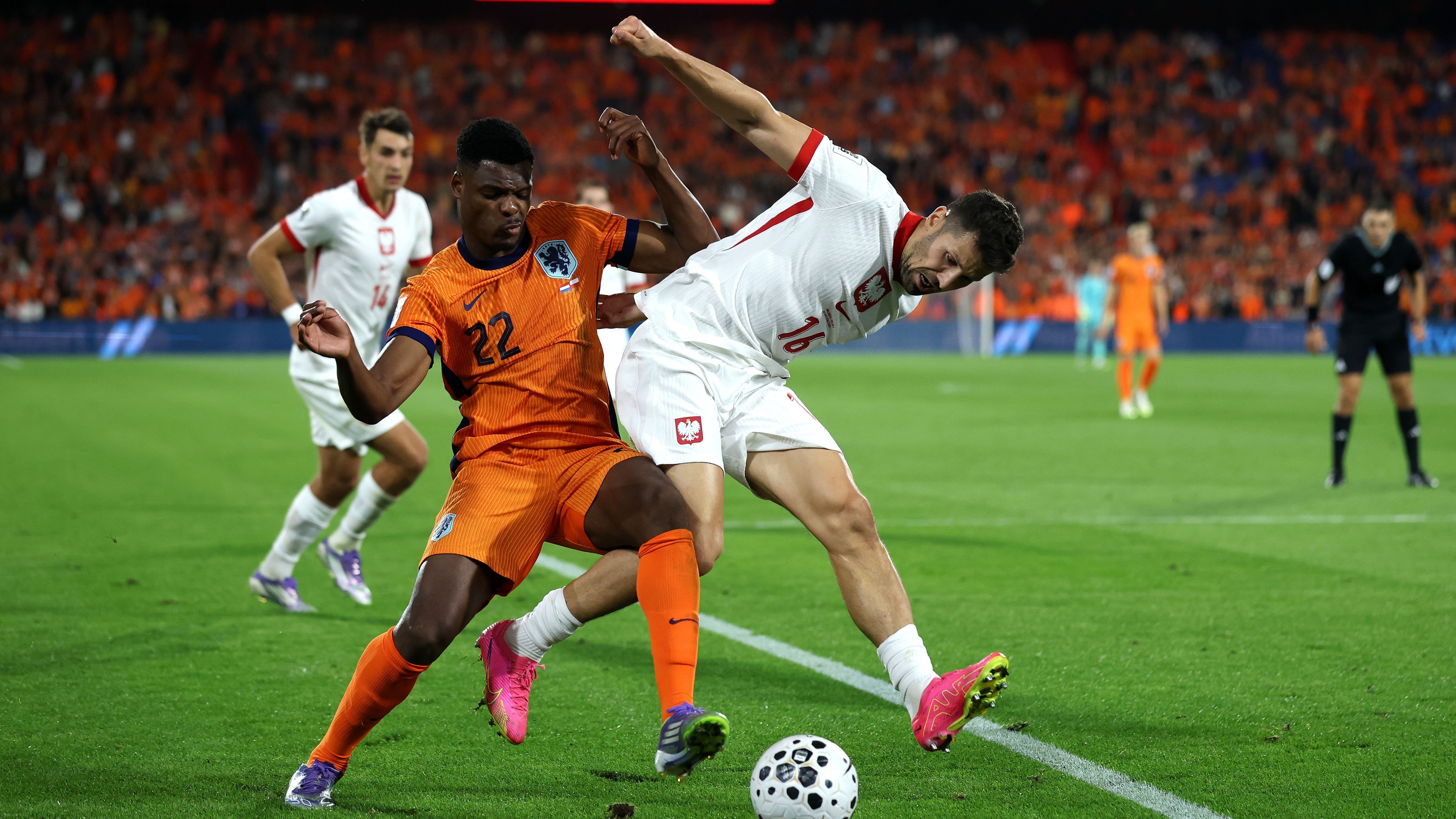 'I should have scored more!' - Denzel Dumfries gets self-critical about new-found eye for goal as Netherlands scorer admits he hurt himself celebrating against Poland