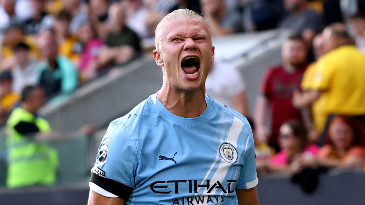 Erling Haaland shows off bizarre personalised calendar featuring Man City star holding a GUN while riding a motorcycle with a mystery woman - as well as internet sensation Hasbulla