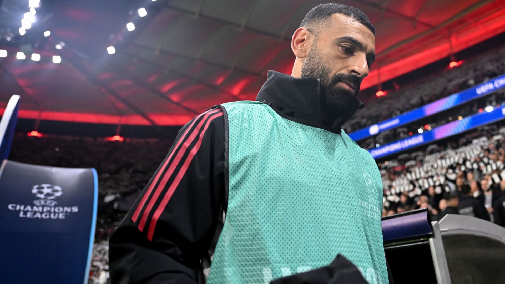 Mohamed Salah storms down the tunnel following Liverpool's victory at Eintracht Frankfurt in supposed 'strop' after being benched by Arne Slot
