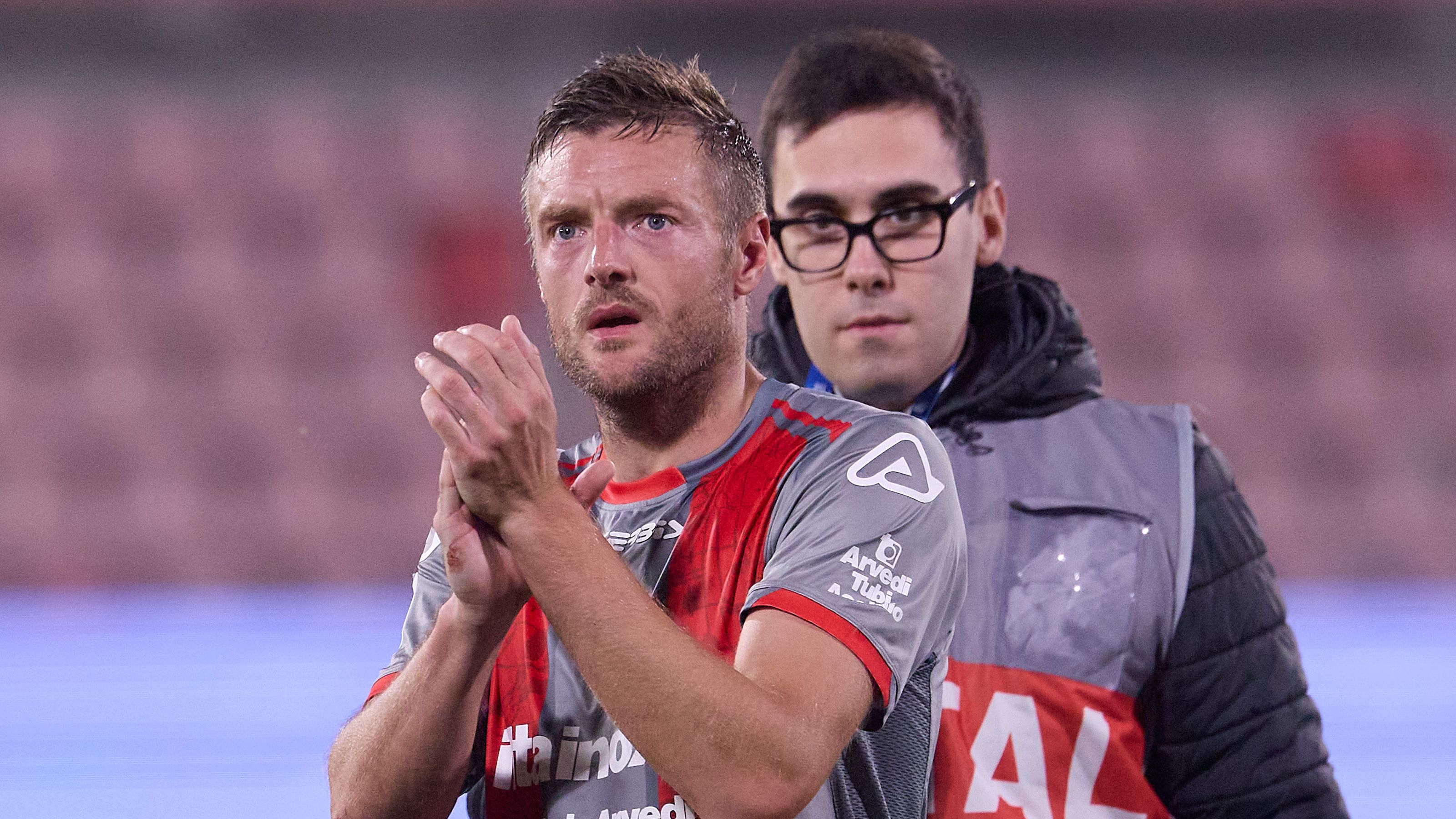 Jamie Vardy 'sends stadium into frenzy' with goal against Juventus with wife Rebekah and children described as 'small tribe' by Italian press