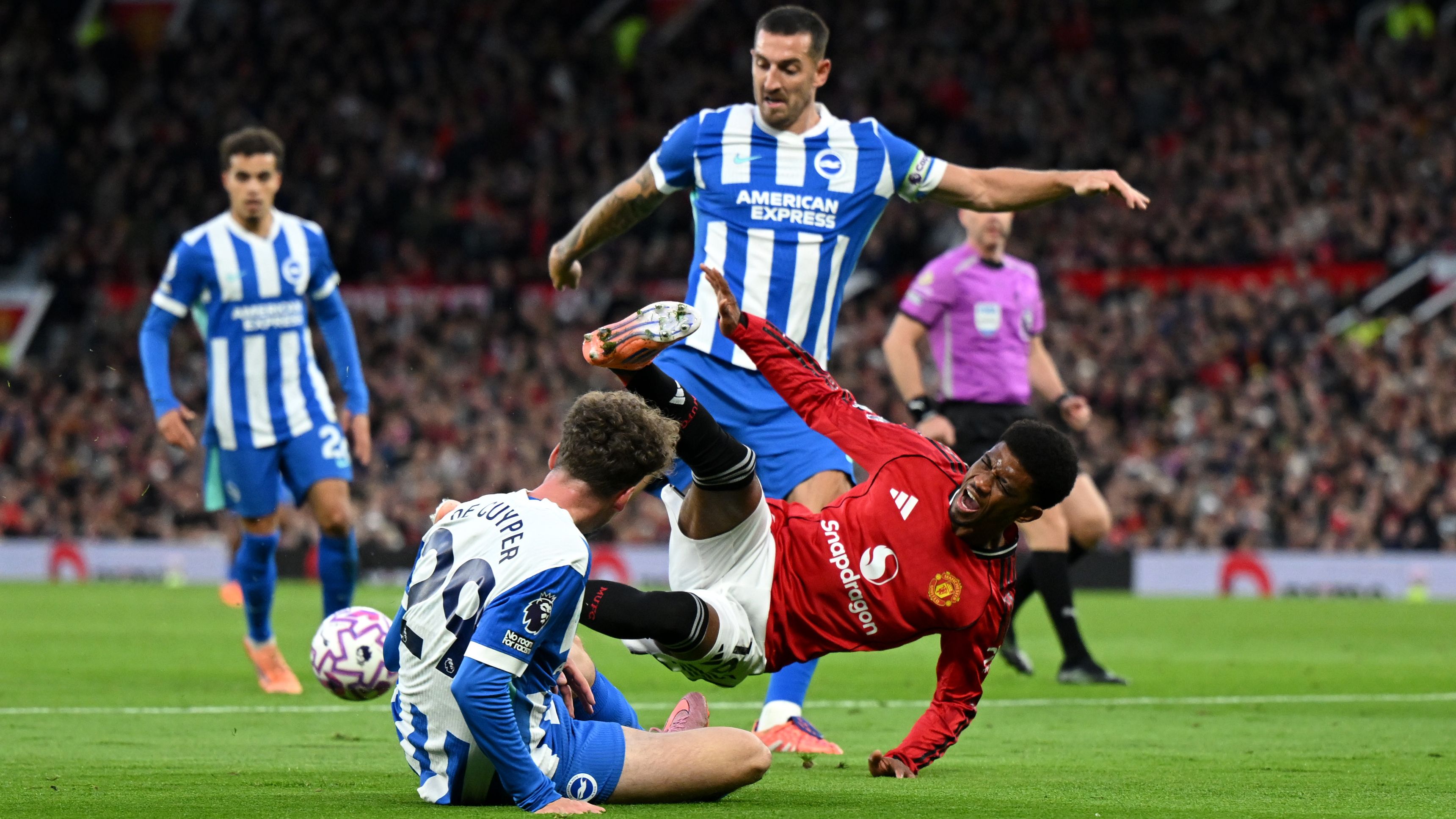 'Diabolical' - Man Utd fans rage after Amad denied 'blatant' penalty against Brighton as Premier League confirm why decision was not given